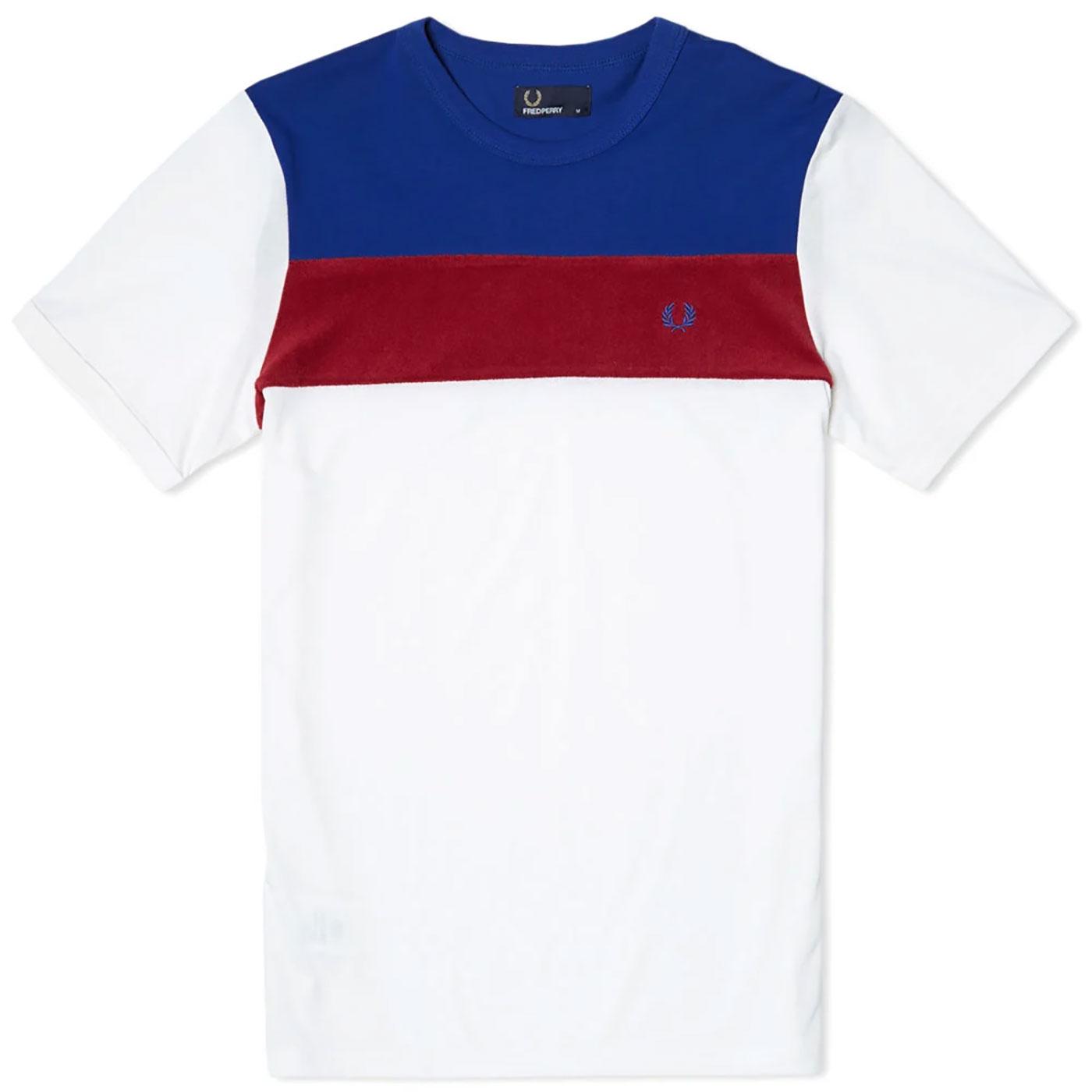 FRED PERRY Mens Cut & Sew Toweling Panel T-Shirt