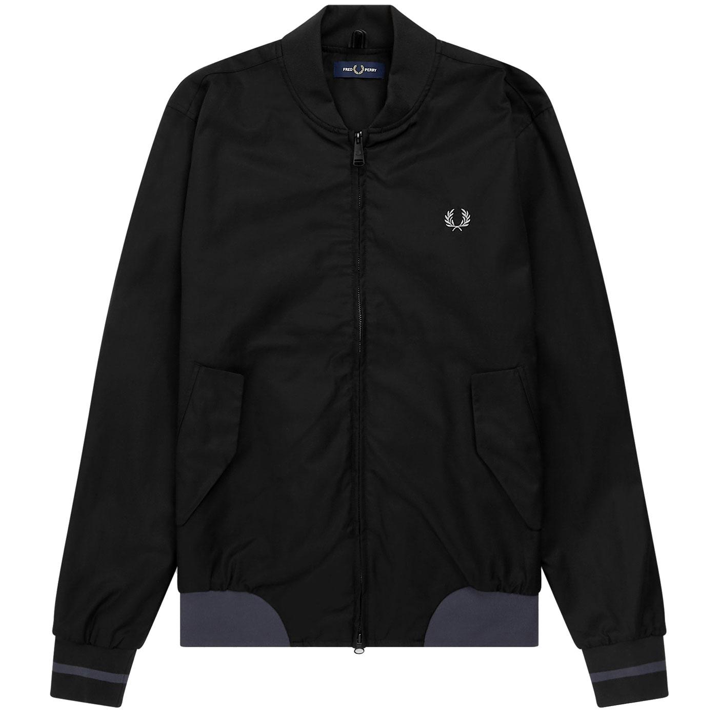 FRED PERRY Men's Retro Mod Twill Bomber Jacket in Black