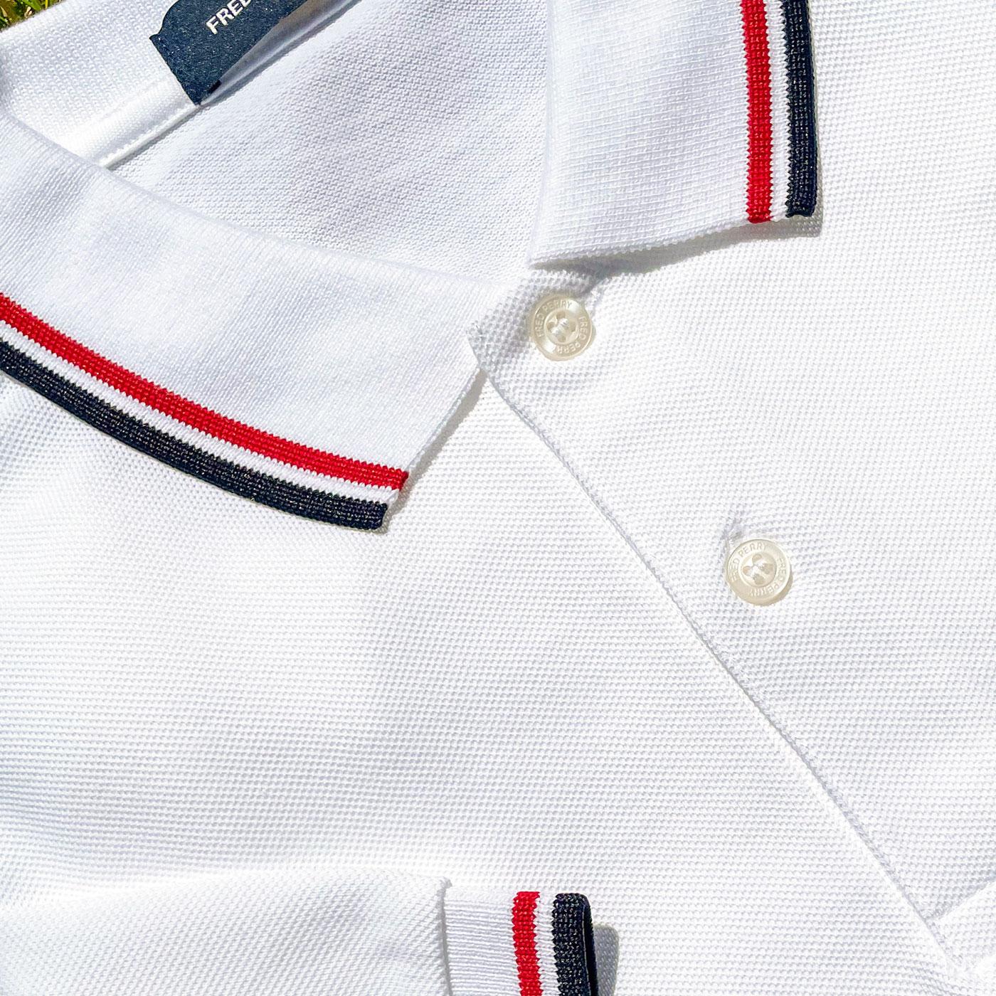 FRED PERRY Men's Twin Tipped Polo Shirt in WHITE RED NAVY