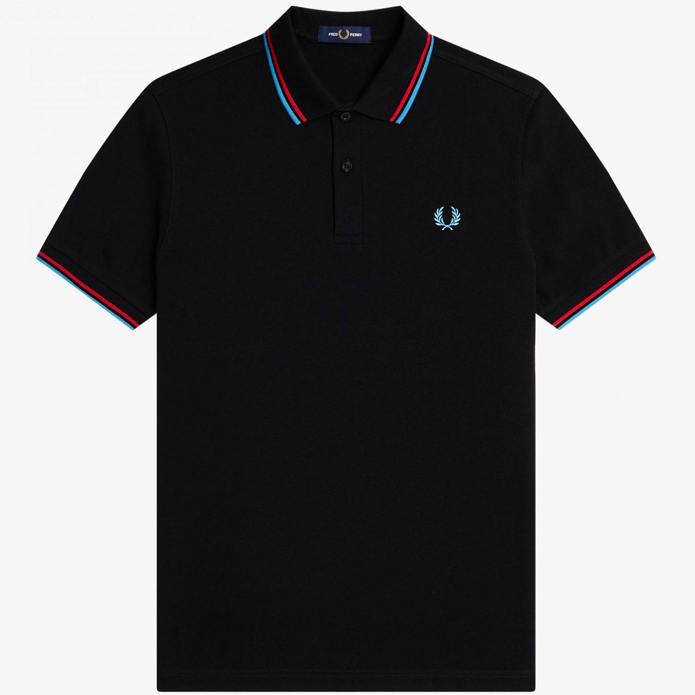 FRED PERRY M3600 Mod Twin Tipped Polo Shirt B/WR/B