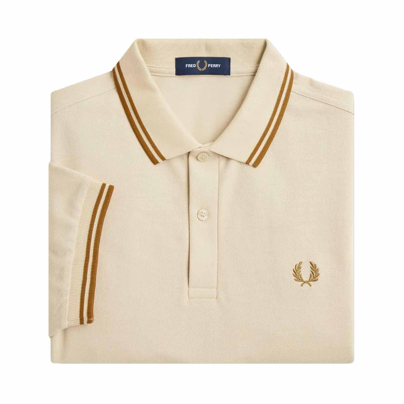 Fred Perry M3600 Mod Twin Tipped Polo Oatmeal Dark Caramel