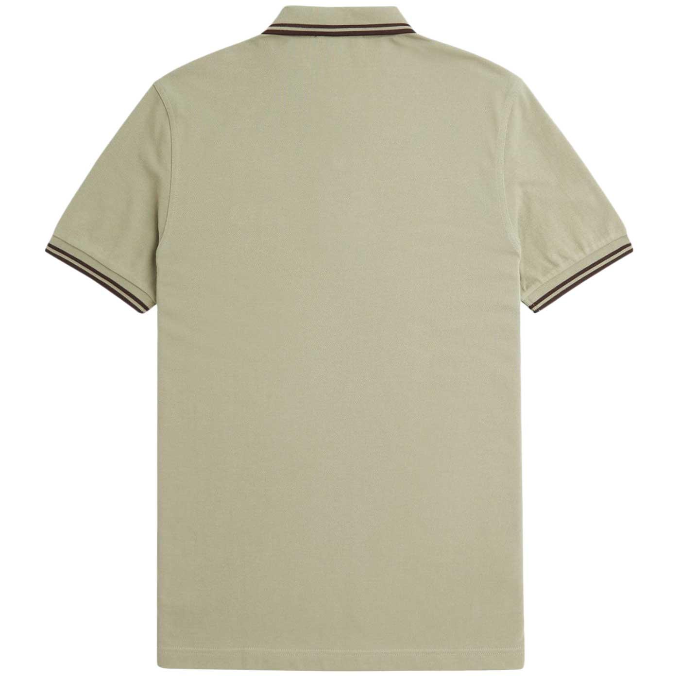 Fred Perry M3600 Mod Twin Tipped Polo Shirt Warm Grey/Brick