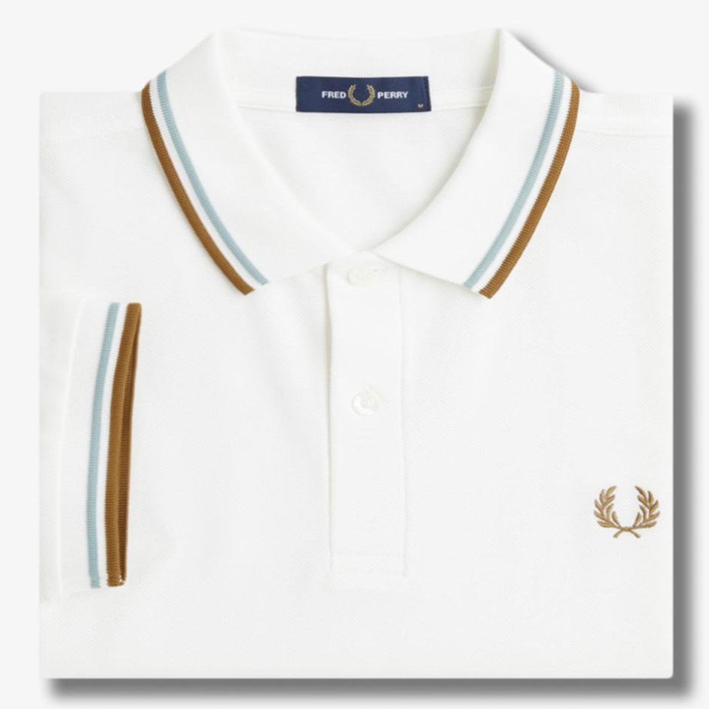 Fred Perry M3600 Mod Twin Tipped Polo Snow White Silver Blue