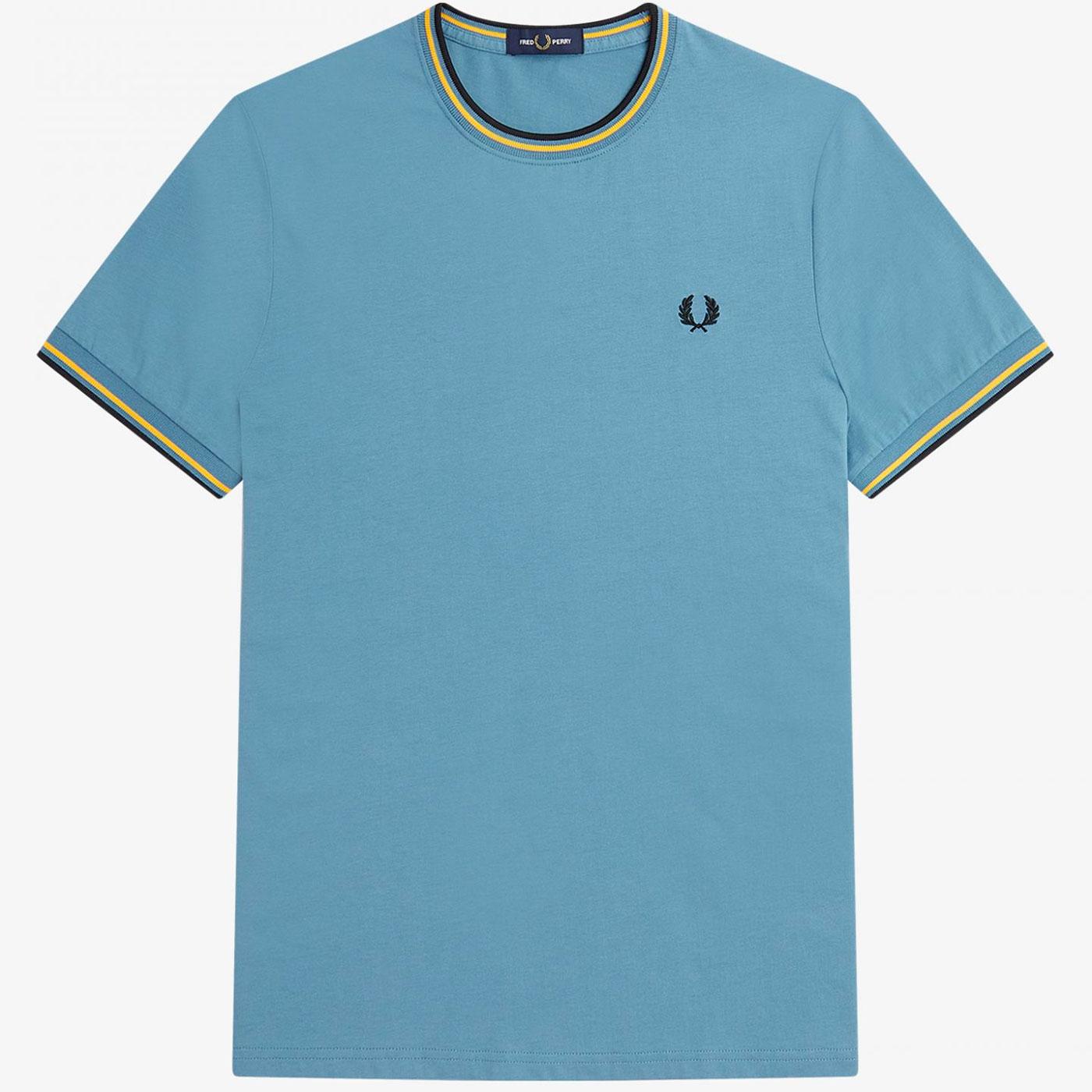 M1588 FRED PERRY MOD TWIN TIPPED T-SHIRT ASH BLUE