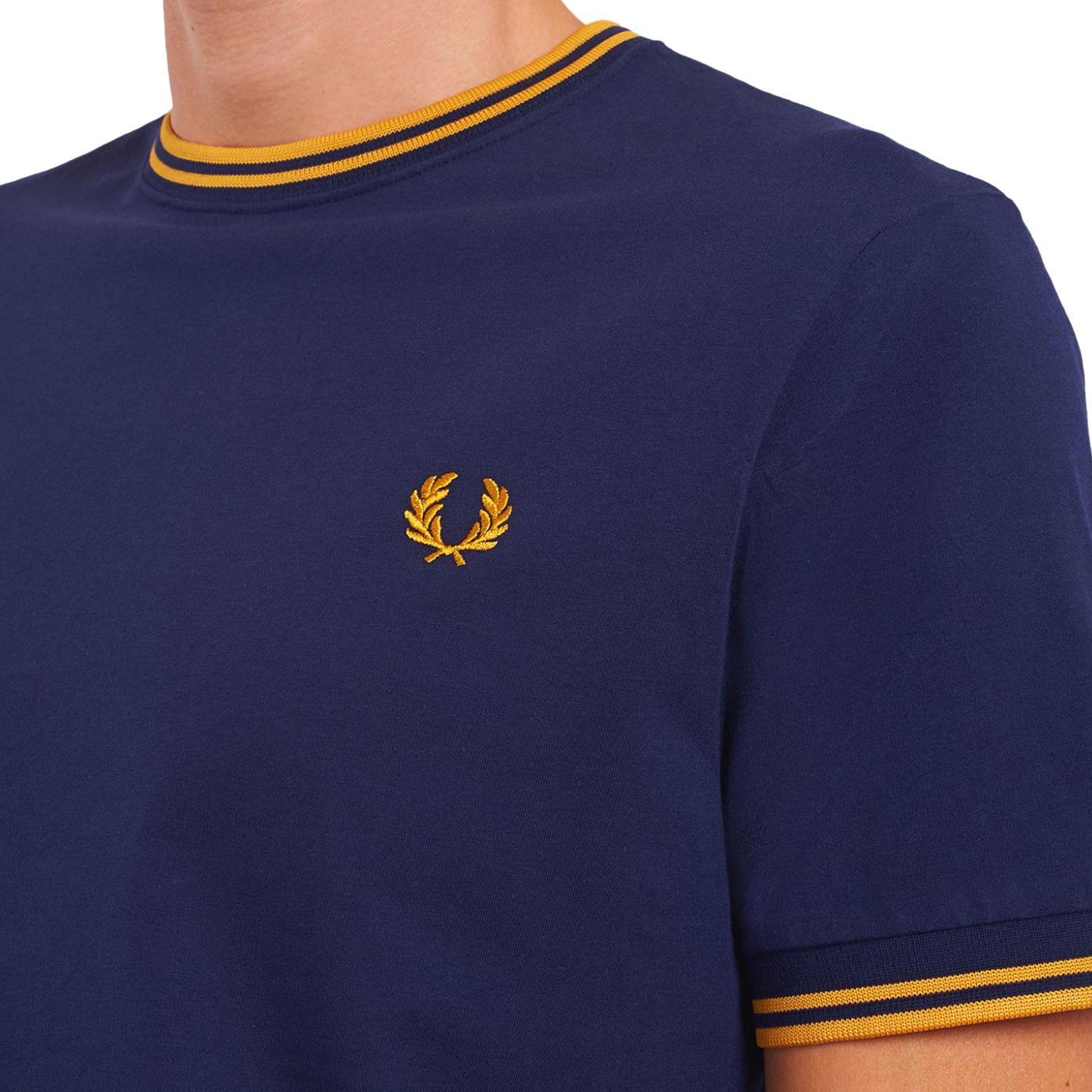 FRED PERRY M1588 Twin Tipped Tee in Carbon Blue/Yellow