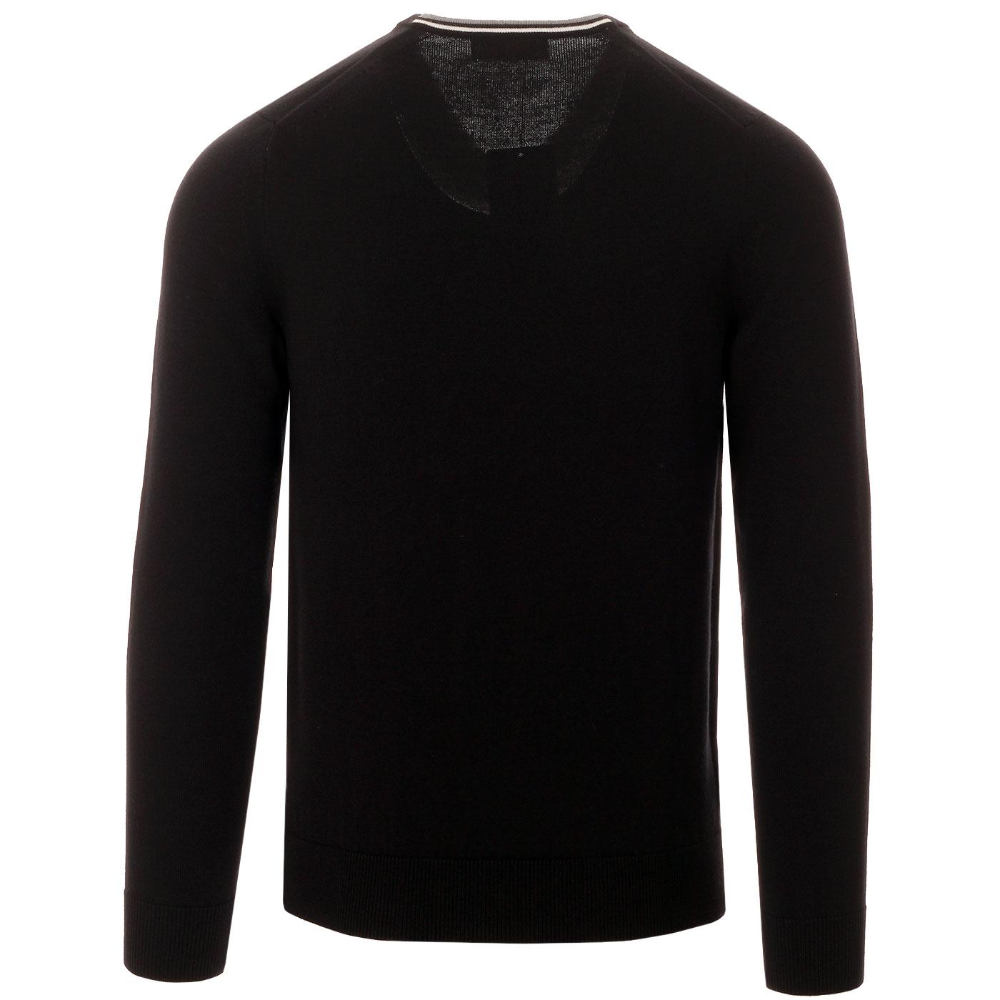 FRED PERRY Classic Mod Tipped V-Neck Jumper in Black