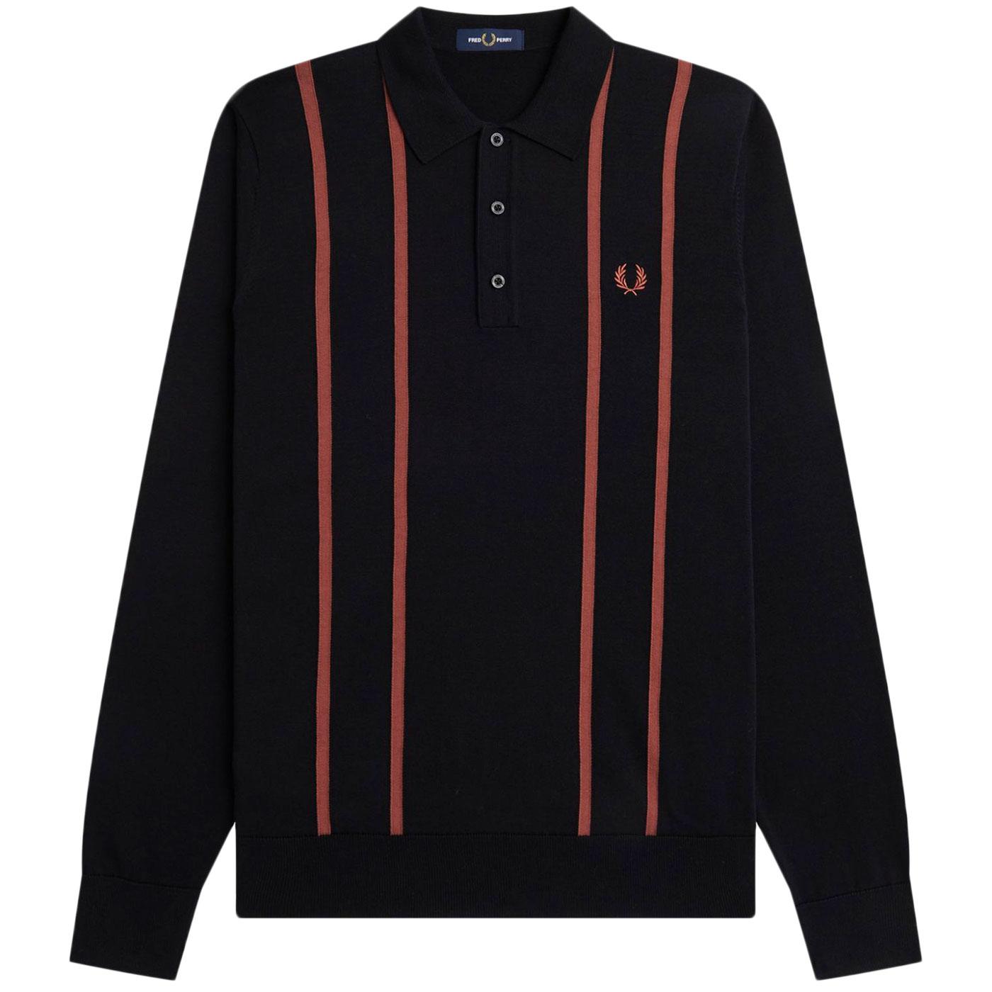 Fred Perry Vertical Stripe Retro Knitted Shirt B