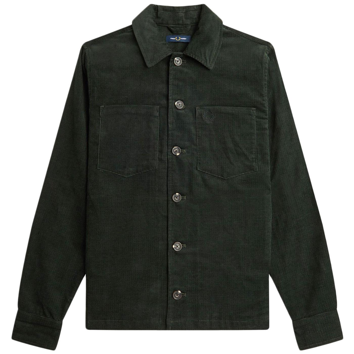 Fred Perry Waffle Cord Mod Overshirt Night Green