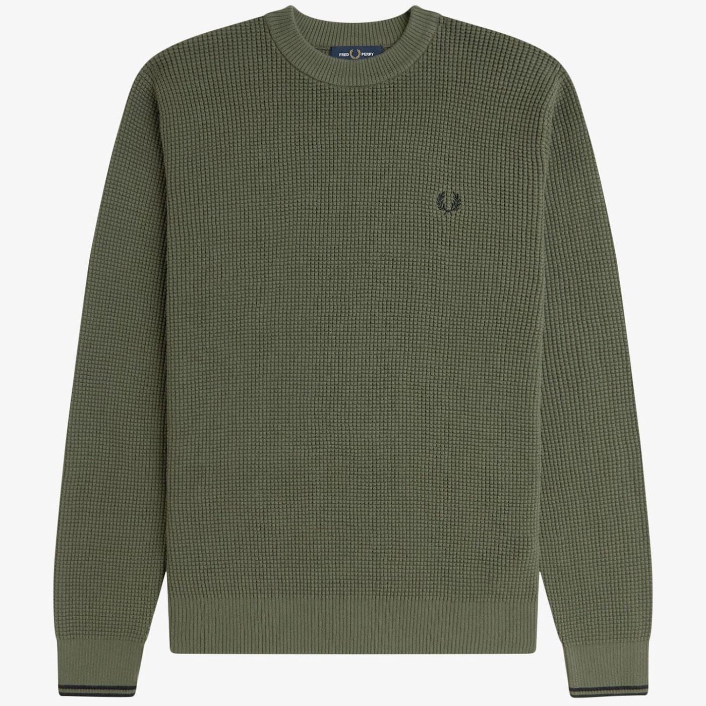 Fred Perry Combed Cotton Waffle Stitch Jumper LWG