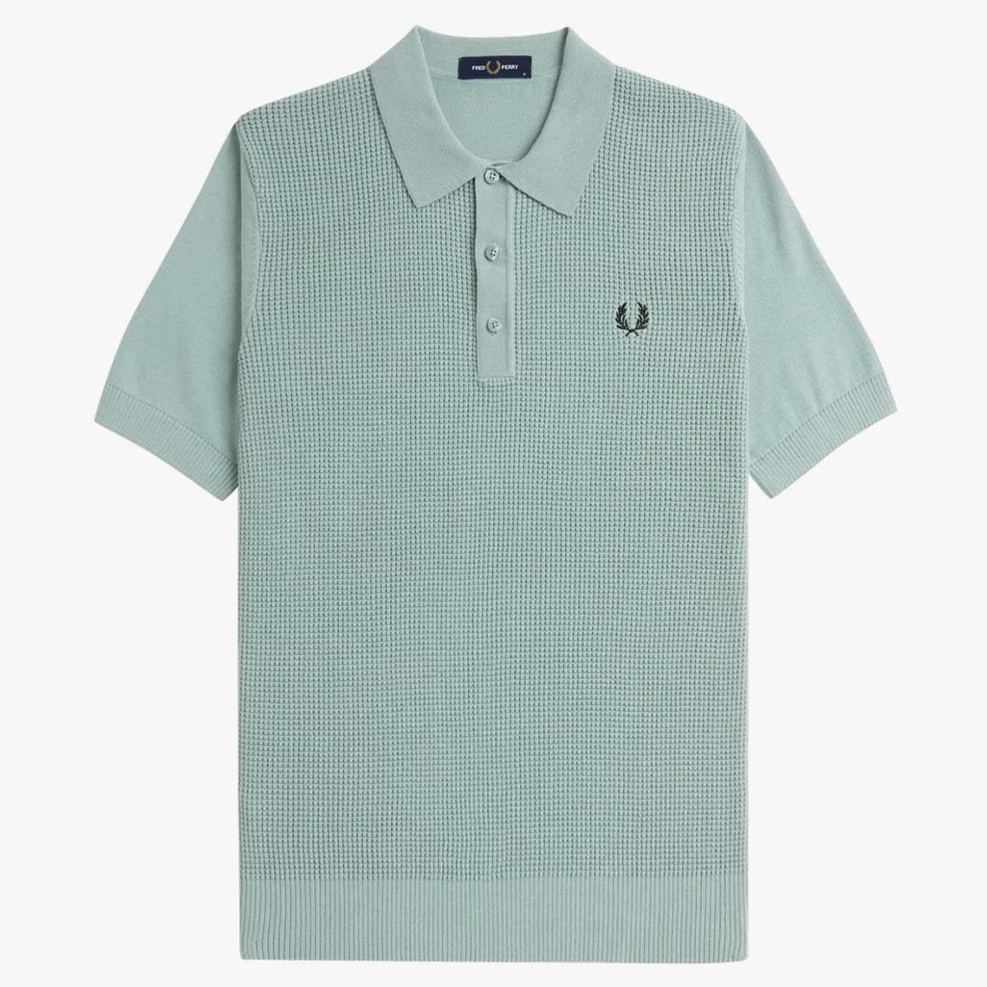 Fred Perry Retro Waffle Stitch Knitted Shirt (SB)