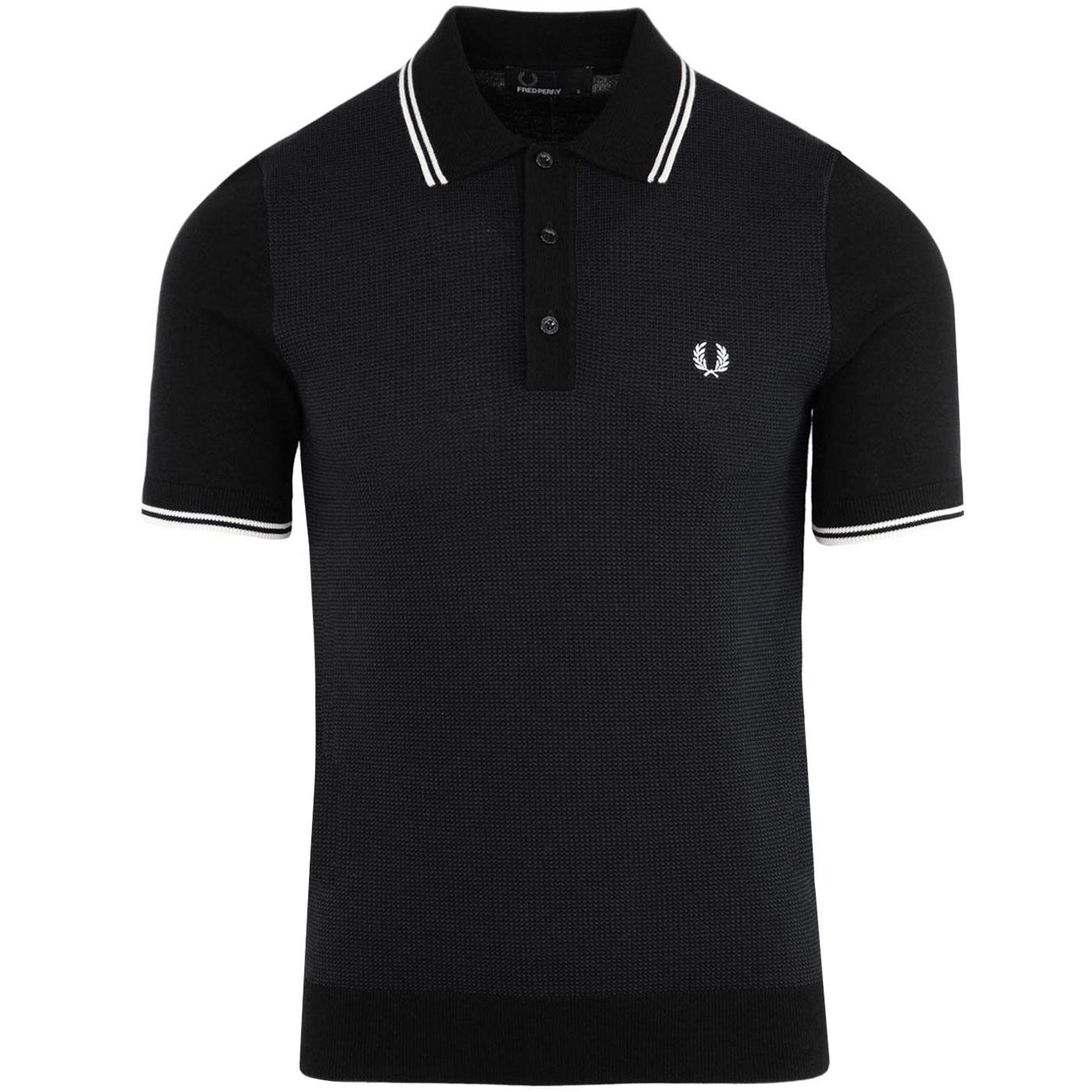 FRED PERRY Men's Knitted Mod Two-Tone Polo Shirt