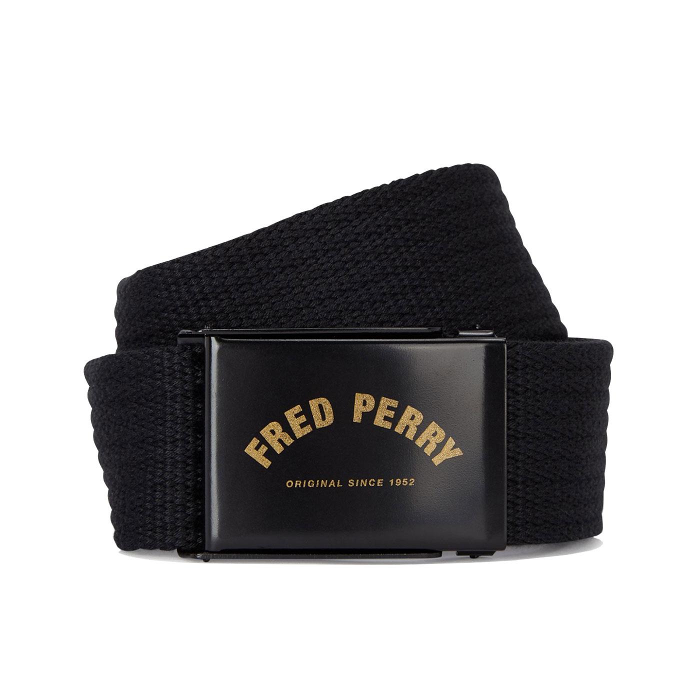 FRED PERRY Mens Arch Logo Branding Webbing Belt 