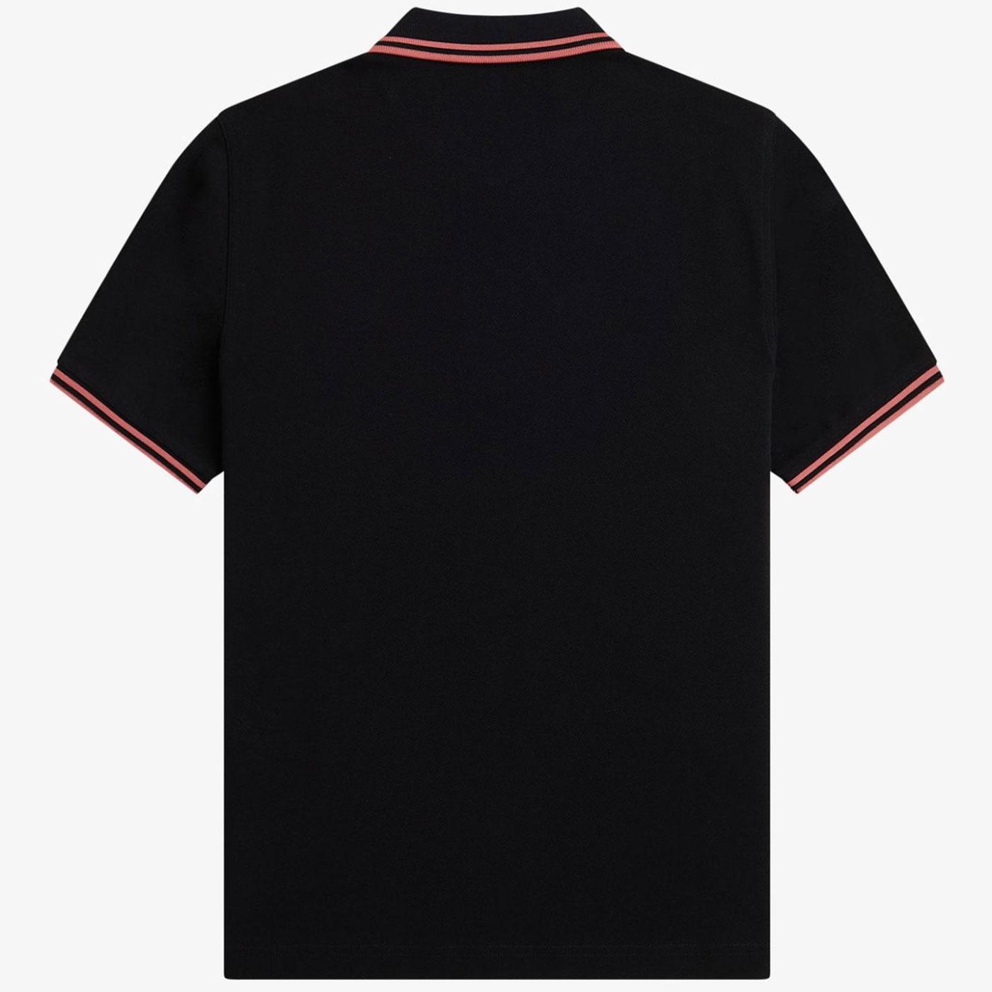 Fred Perry G3600 Mod Twin Tipped Polo Shirt in Black Putty Pink