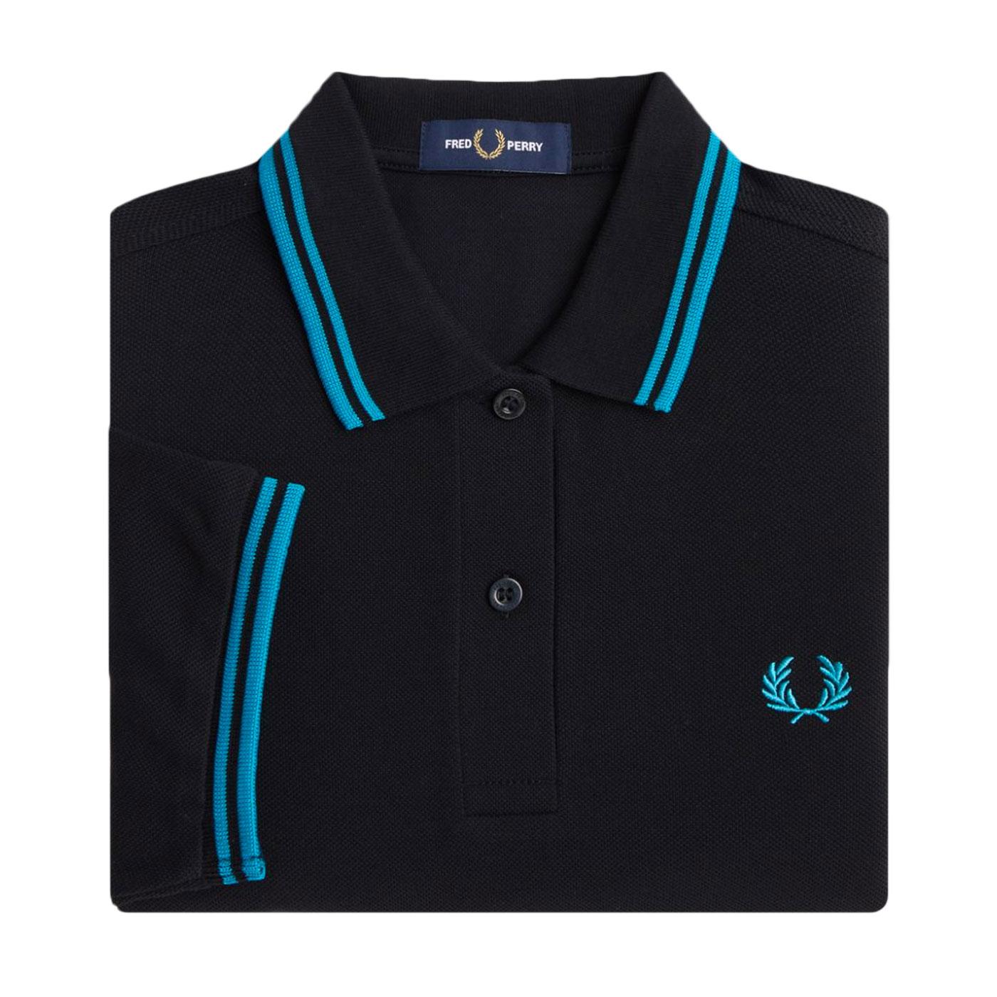 Fred Perry Women's G3600 Twin Tipped Polo Black Cyber Blue
