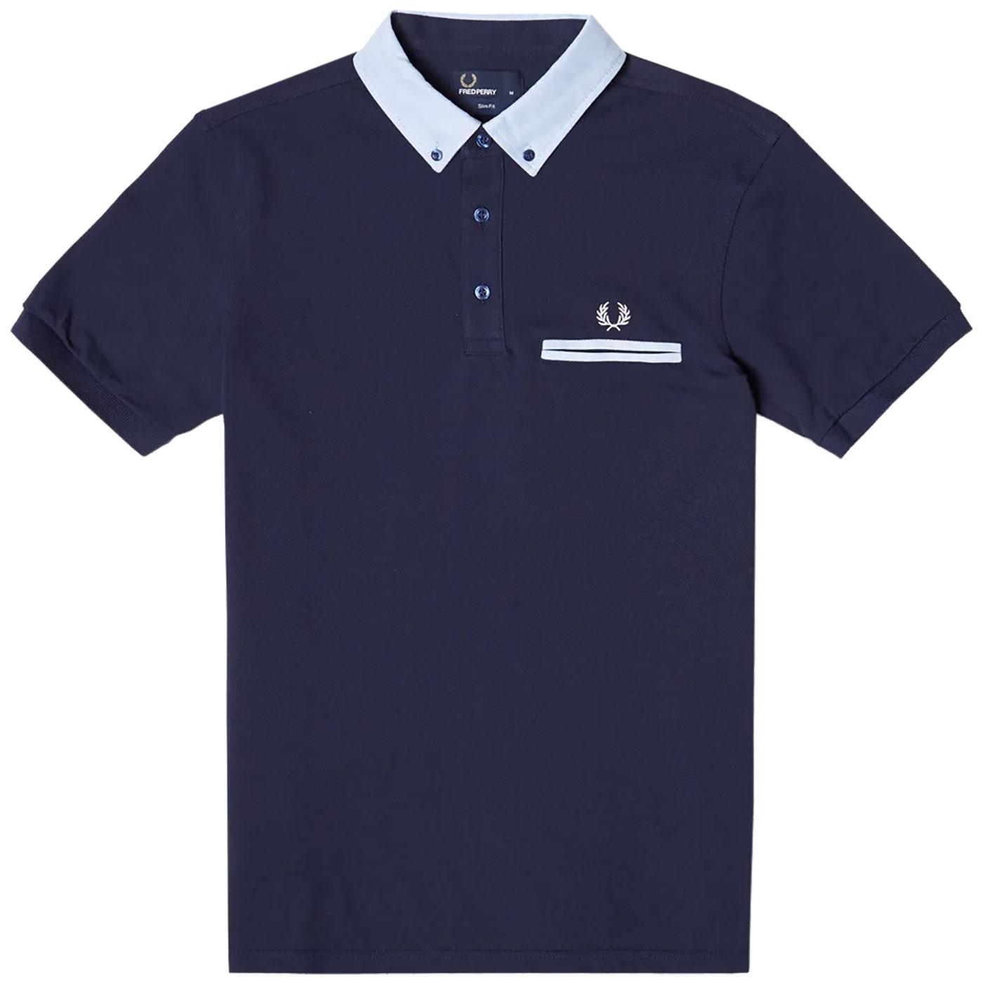 FRED PERRY Oxford Shirting Trim Pique Polo Shirt 