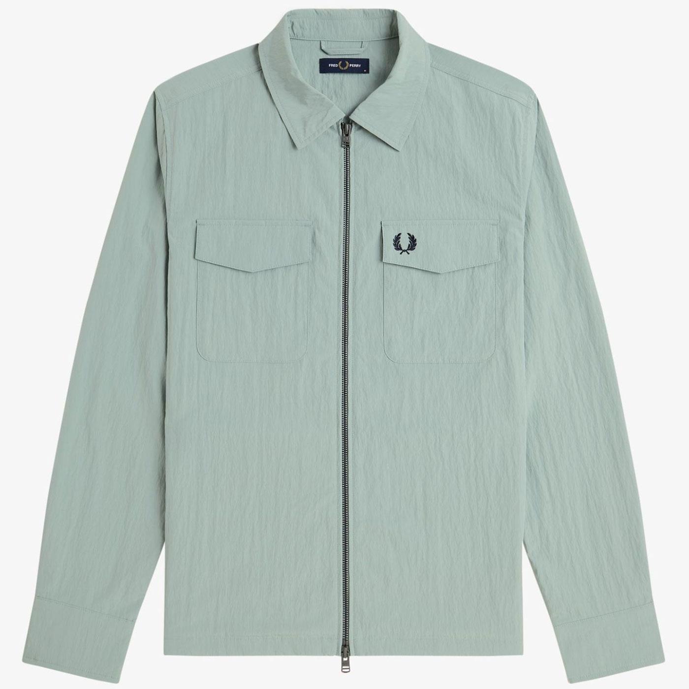 Fred Perry Retro Zip Through Overshirt (Bay Leaf)