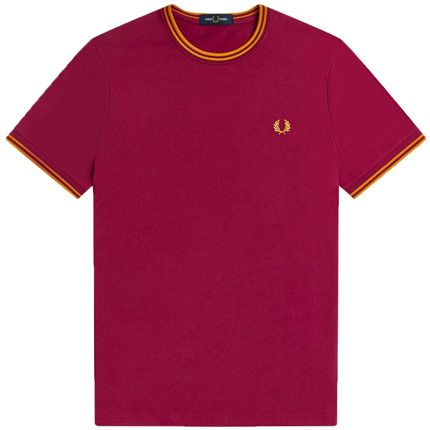 FRED PERRY M1588 Men's Retro Twin Tipped Tee Tawny Port