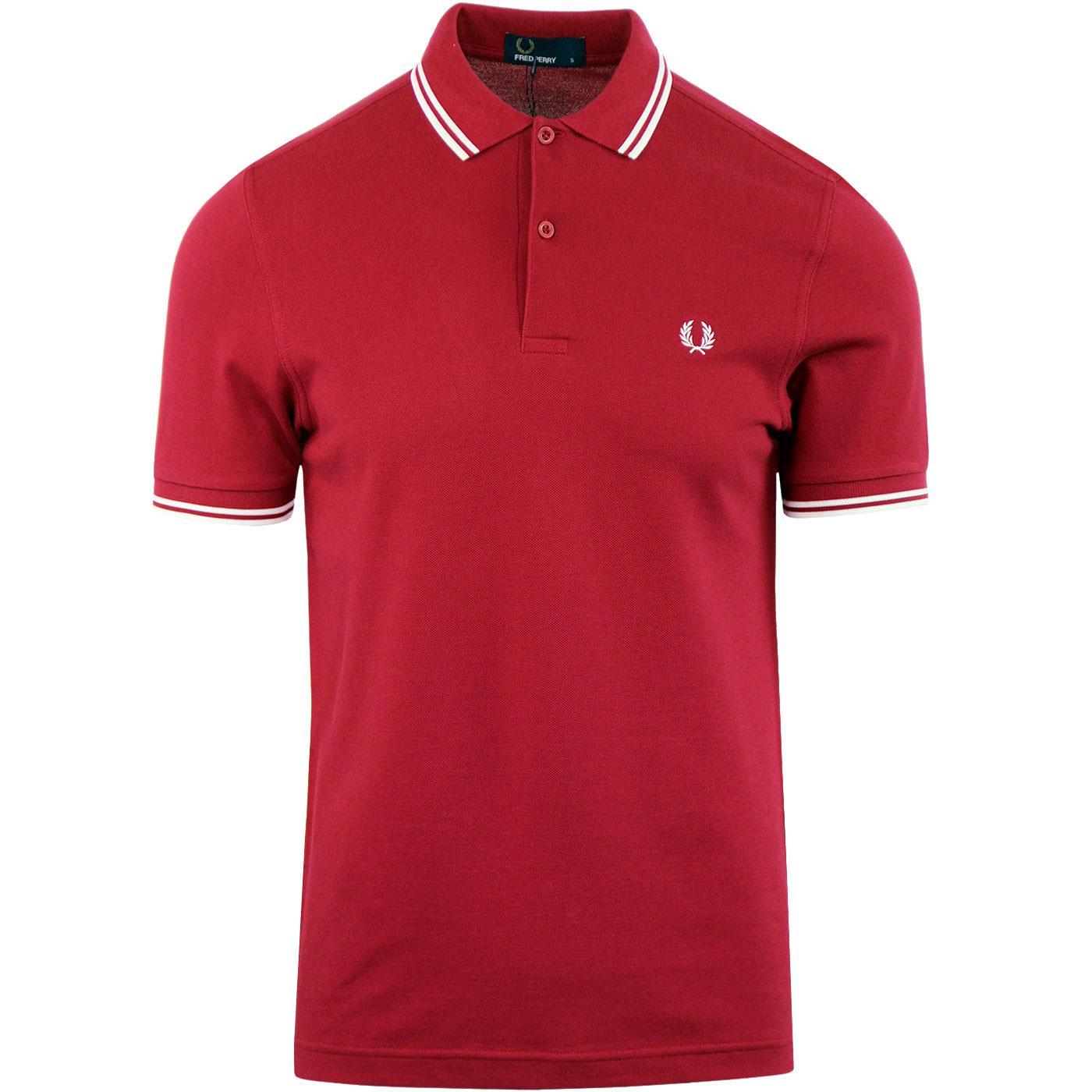 FRED PERRY M3600 Retro Mod Twin Tipped Polo Shirt Claret