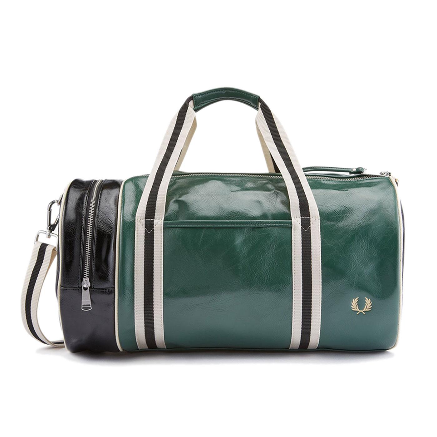 FRED PERRY Colour Block Classic Barrel Bag in Green/Black
