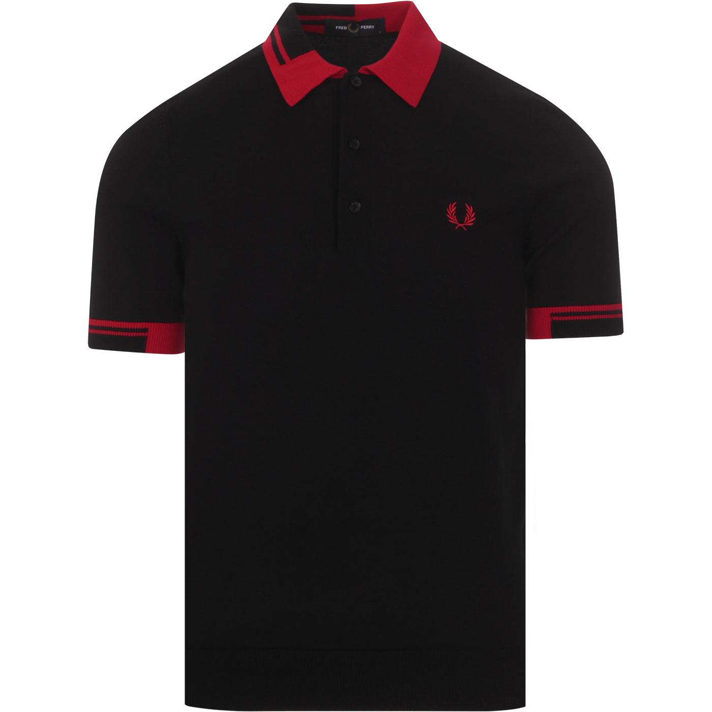 FRED PERRY K8516 Abstract Tipped Knit Polo Shirt B