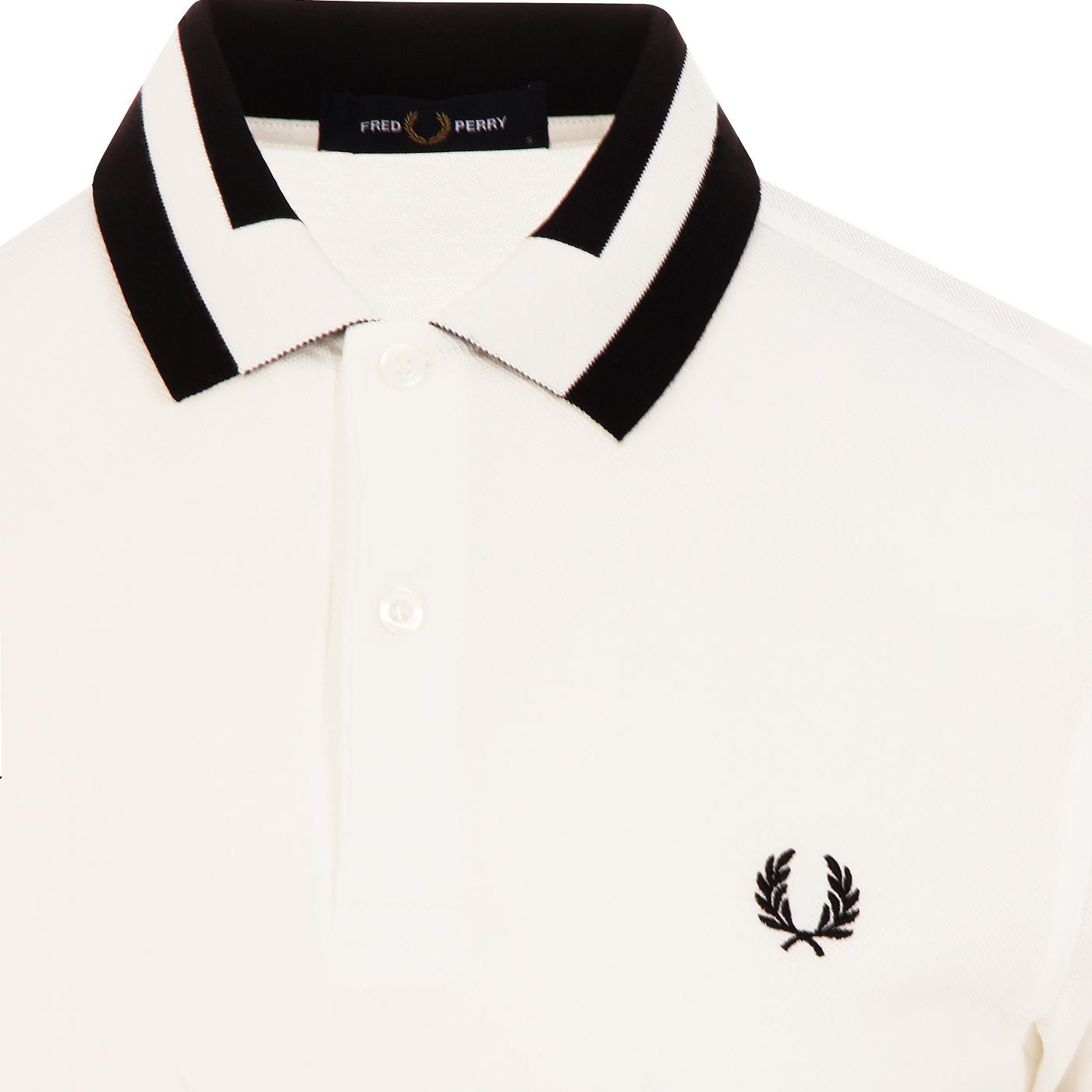 FRED PERRY Bold Tipped Retro Mod Pique Polo in White