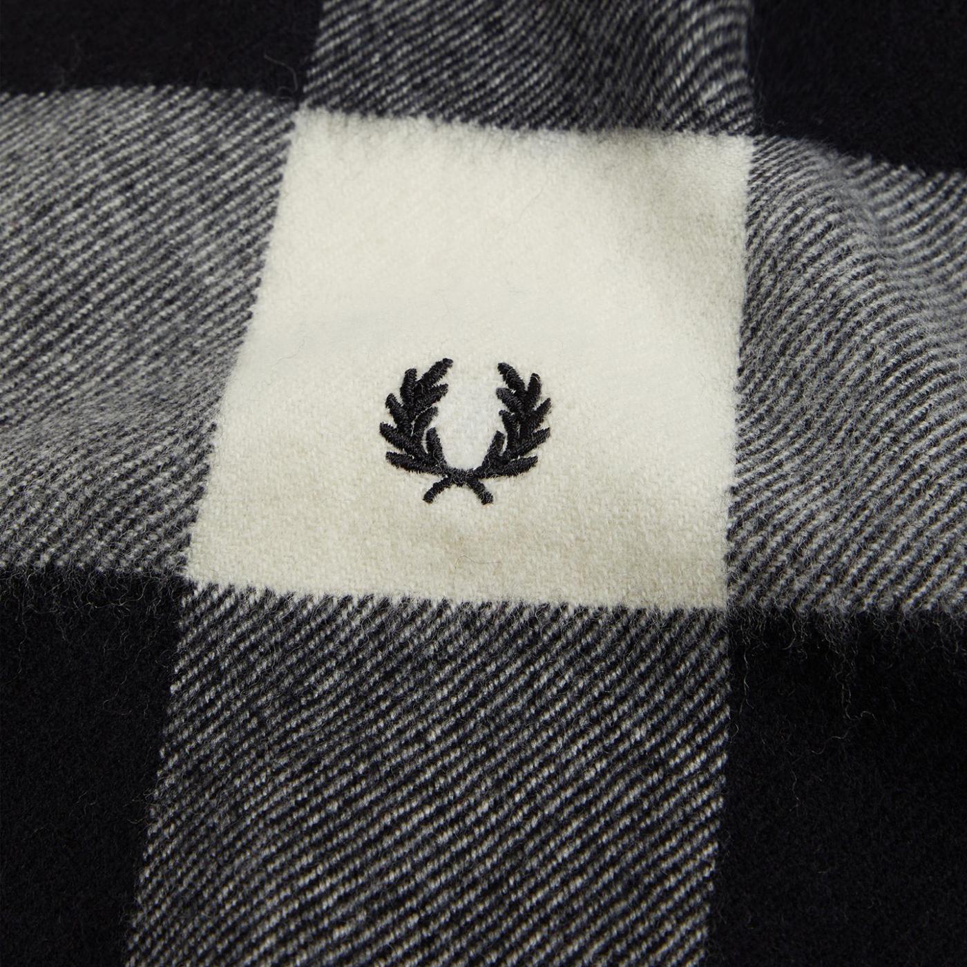 FRED PERRY Made in Scotland Mod Gingham Scarf White/Black