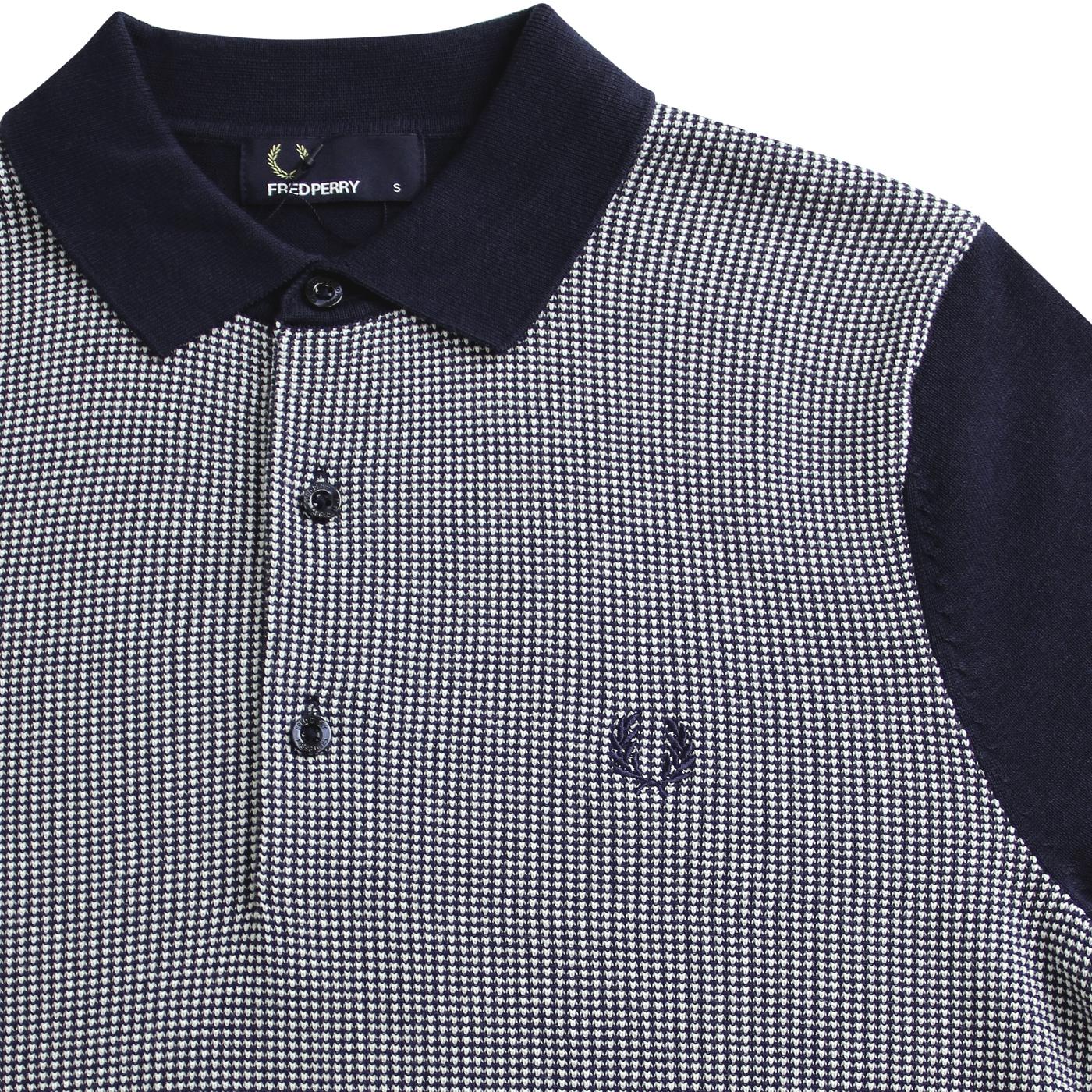 FRED PERRY Mod Birdseye Knitted Polo Top in Deep Carbon