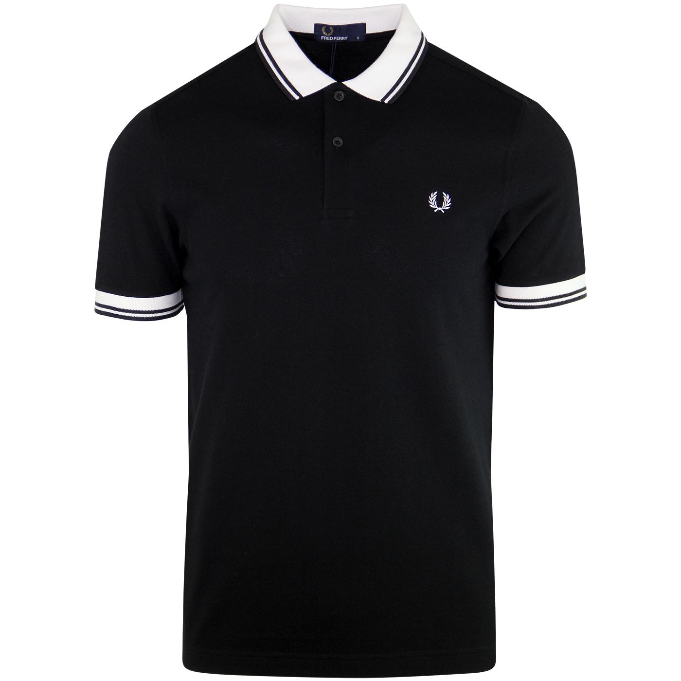 FRED PERRY Contrast Twin Tipped Mod Pique Polo Top Black