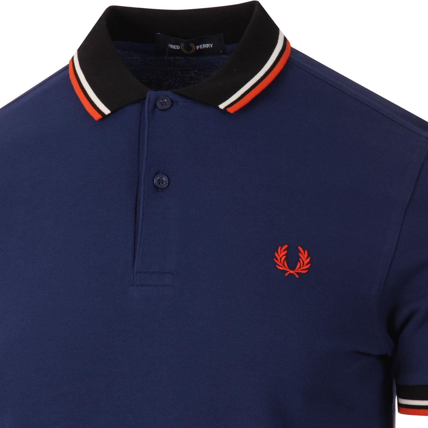 FRED PERRY Contrast Twin Tipped Mod Polo Medieval Blue