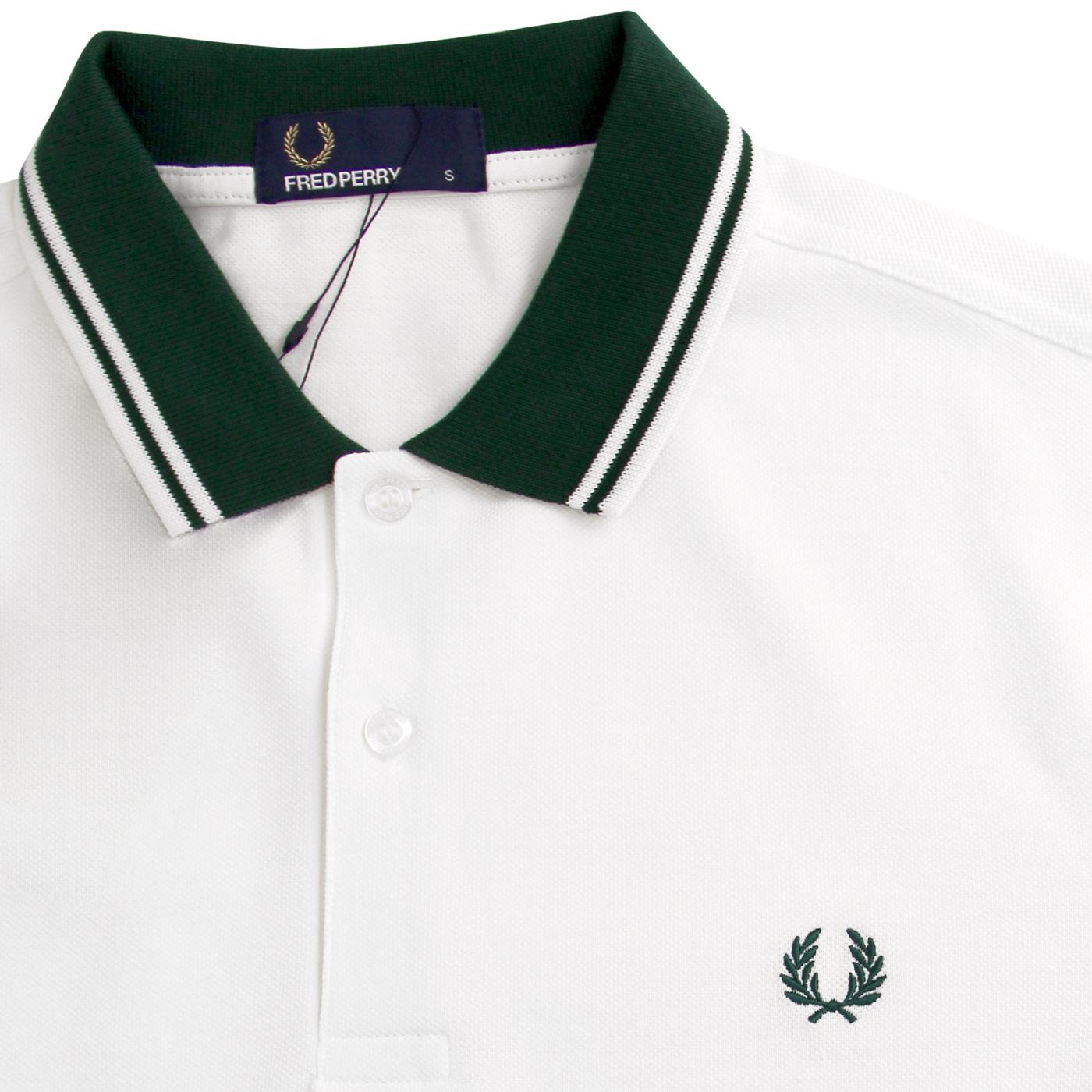 FRED PERRY Contrast Twin Tipped Mod Polo Top Snow White