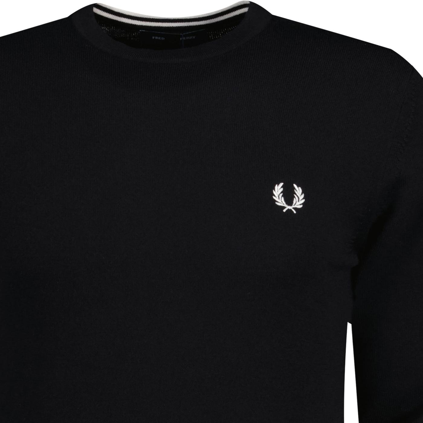FRED PERRY Classic Retro Crew Neck Jumper in Black