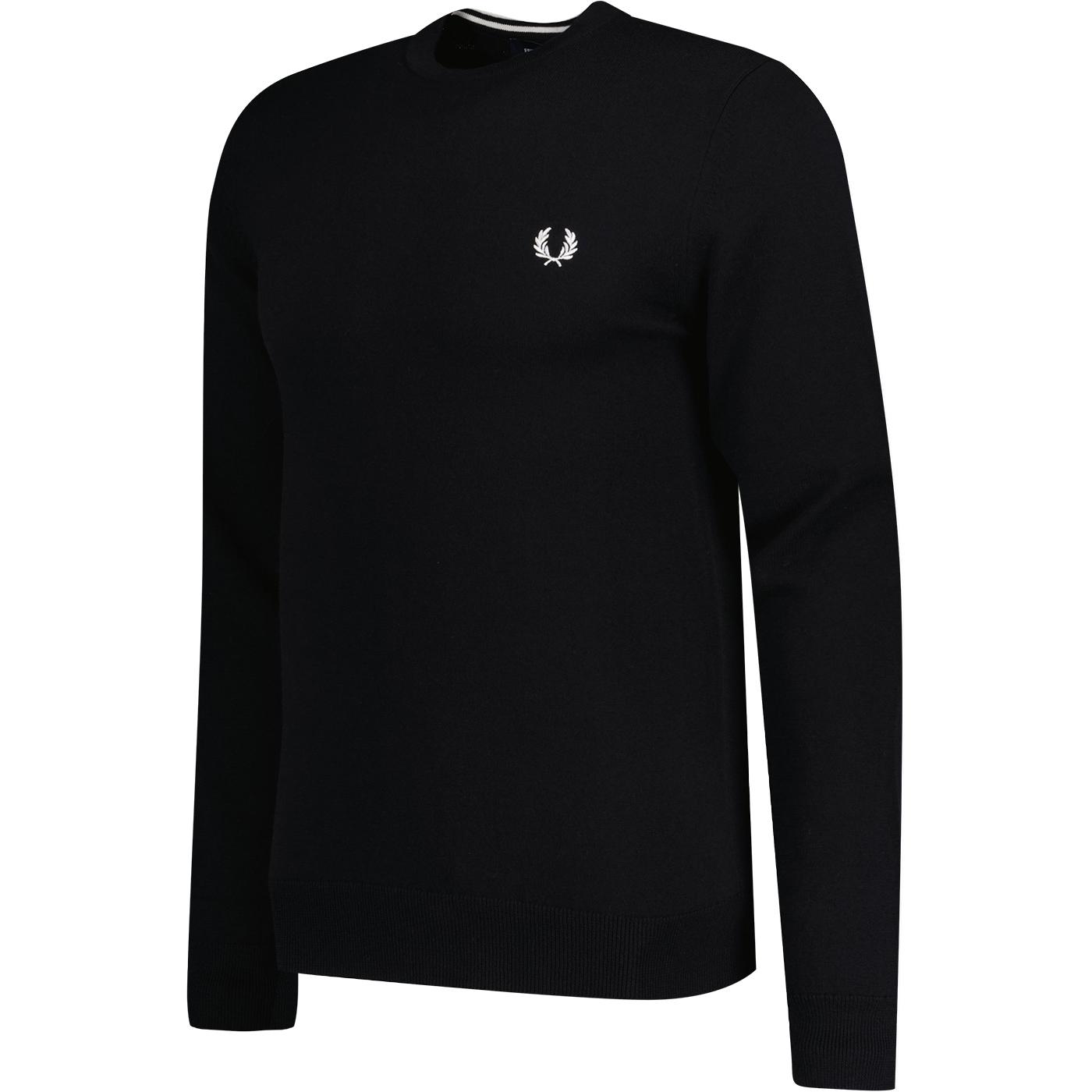 FRED PERRY Classic Retro Crew Neck Jumper in Black