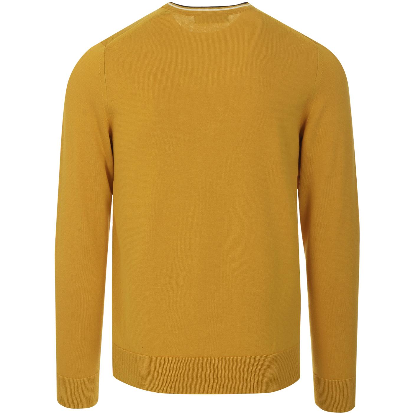 FRED PERRY Men's Mod Knitted Crew Jumper in Gold