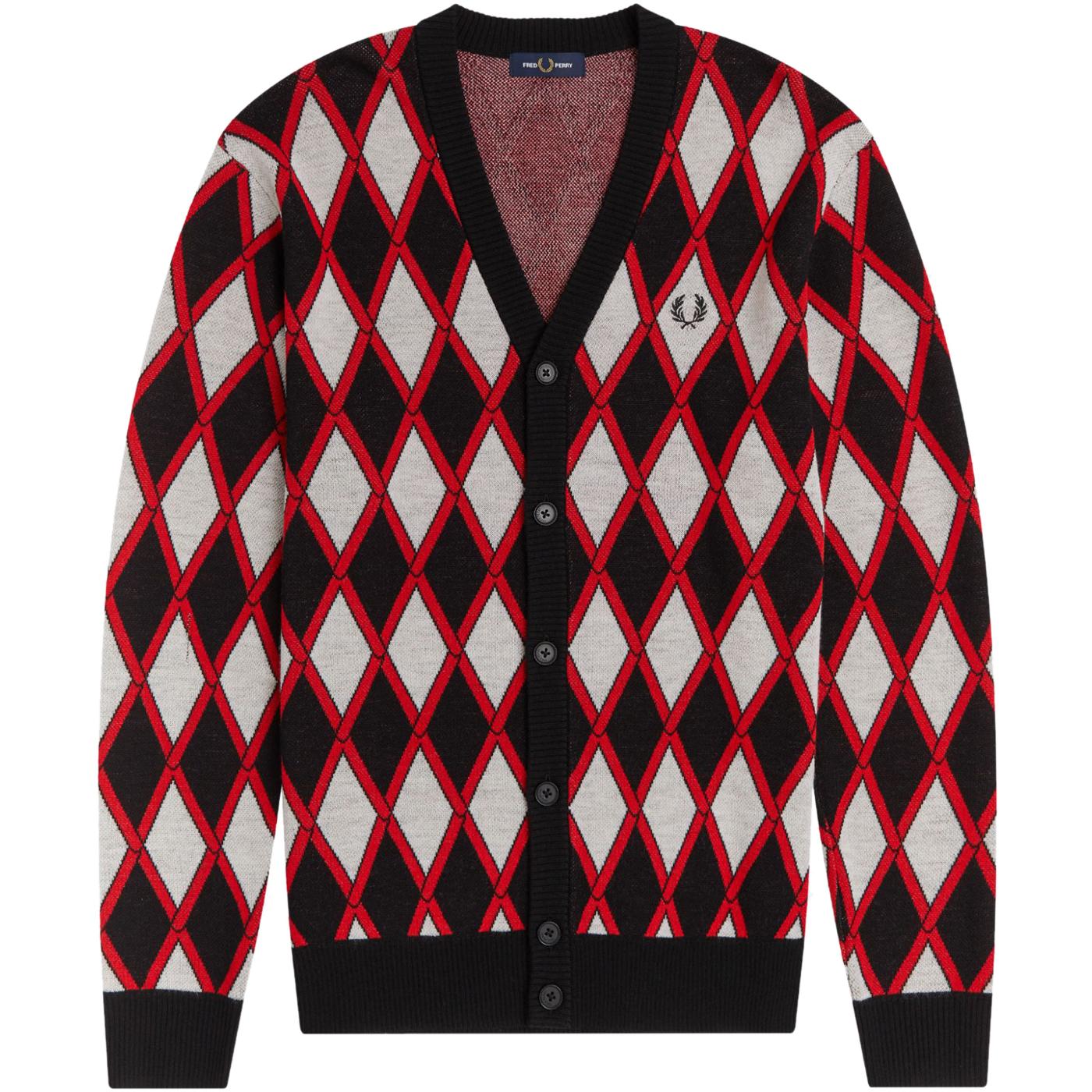 FRED PERRY 60s Mod Harlequin Argyle Cardigan