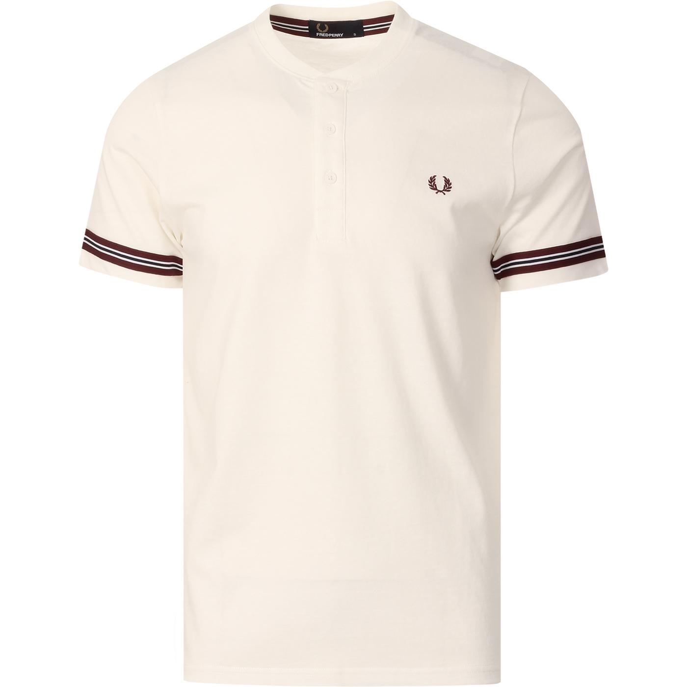 FRED PERRY Retro Mod Tipped Sleeve Henley Tee