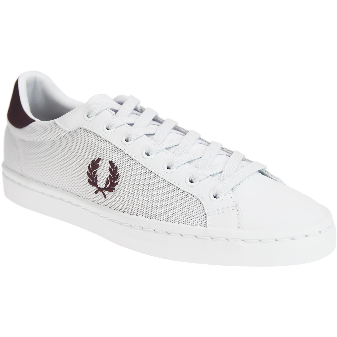 FRED PERRY Lawn Leather/Mesh Retro Trainers (W/B)