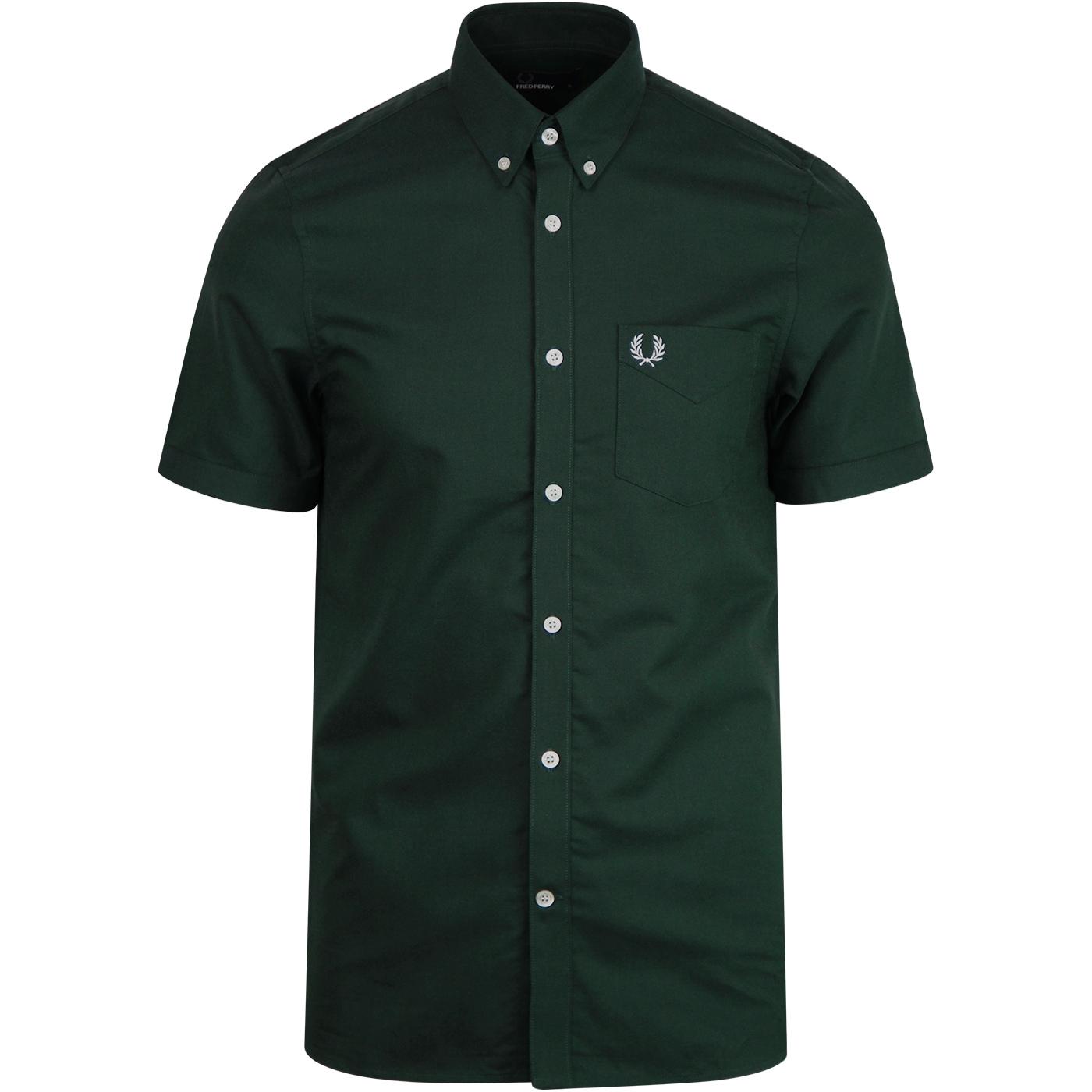 FRED PERRY Ivy League Short Sleeve Oxford Shirt in Mallard