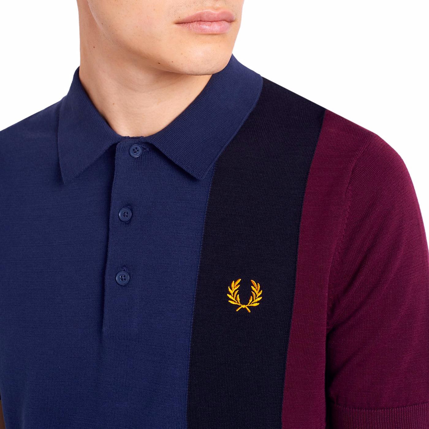 FRED PERRY K9542 Mod Side Panel Knit Polo Shirt in Carbon