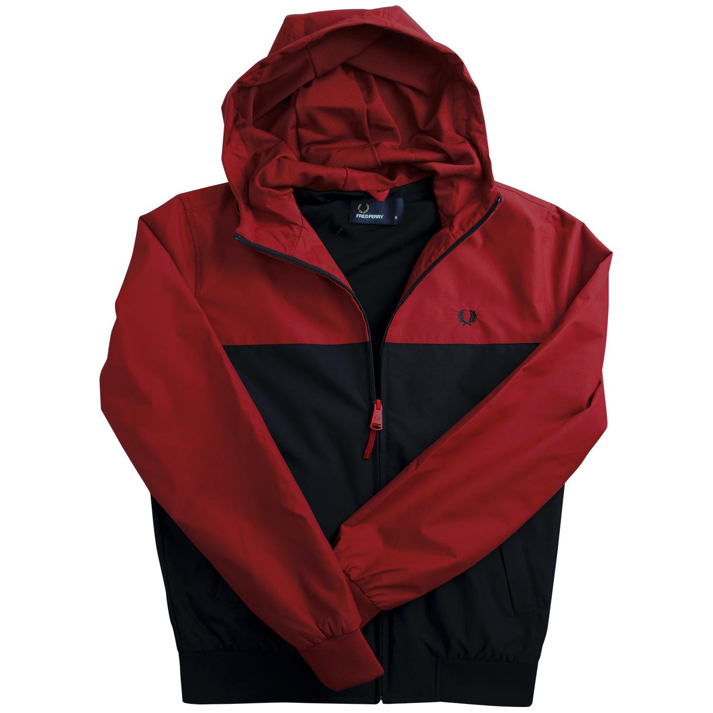 FRED PERRY Retro 90s Hooded Panel Brentham Jacket Red