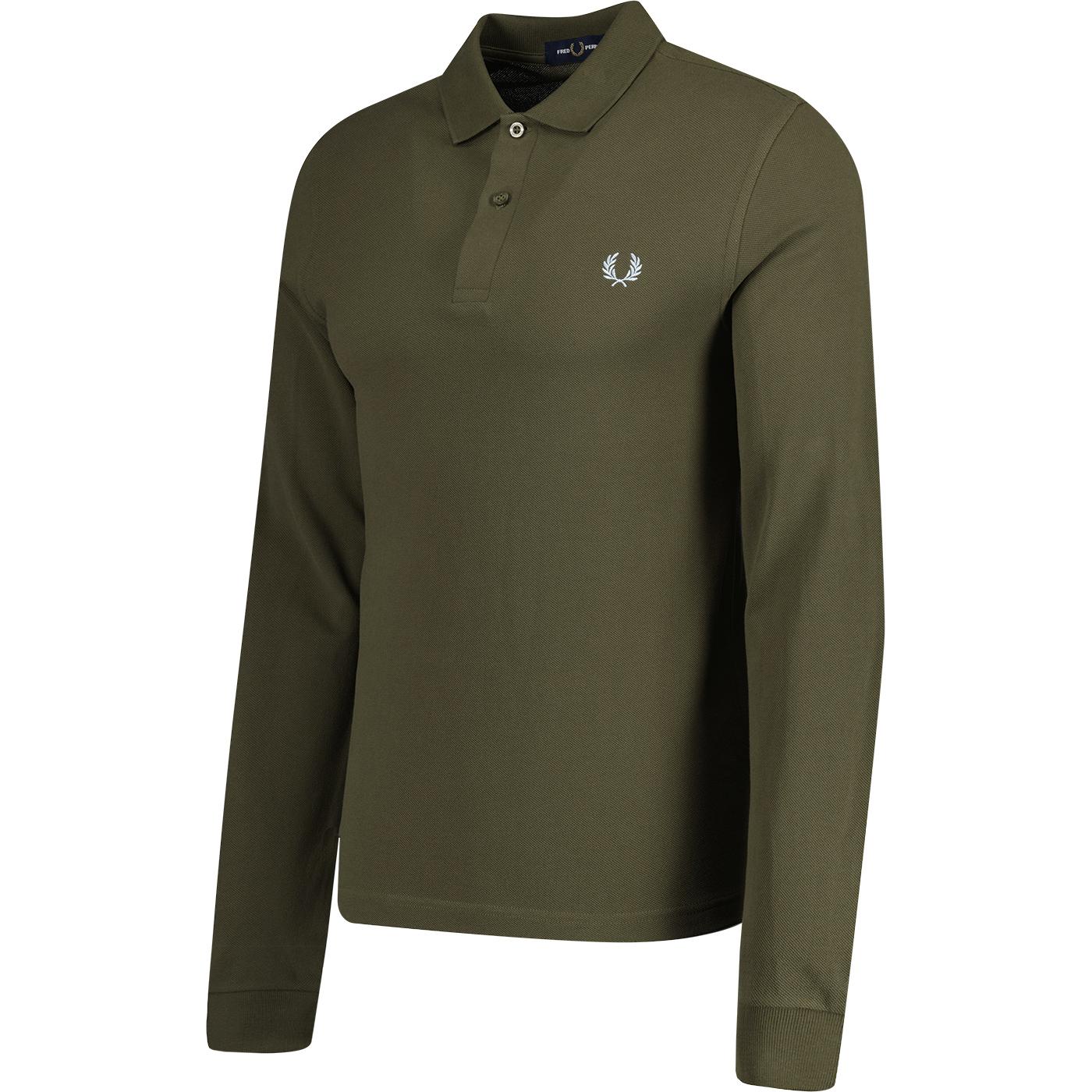 M6006 Fred Perry L S Retro Mod Tennis Shirt Green