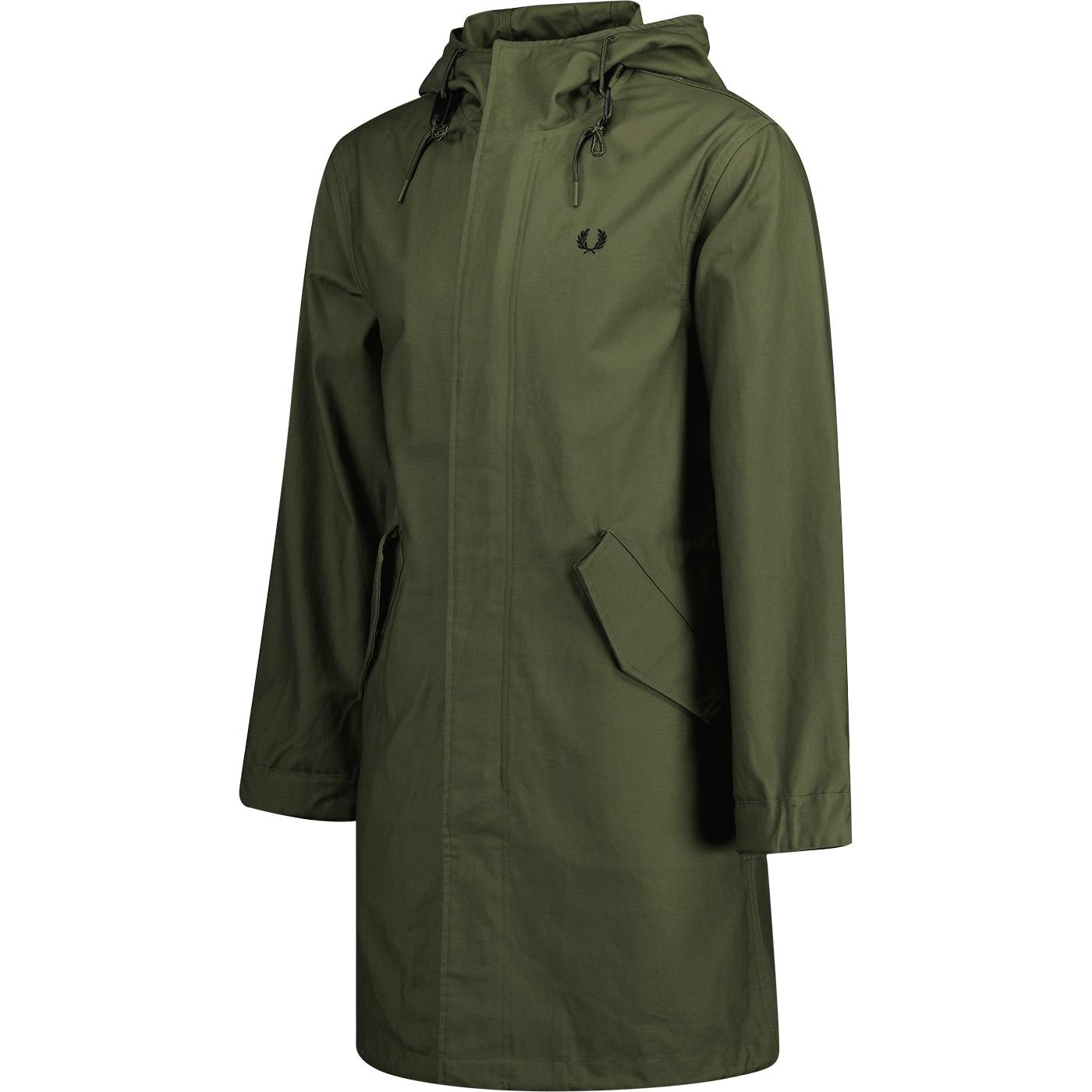 FRED PERRY 60s Mod Fishtail Shell Parka in Parka Green