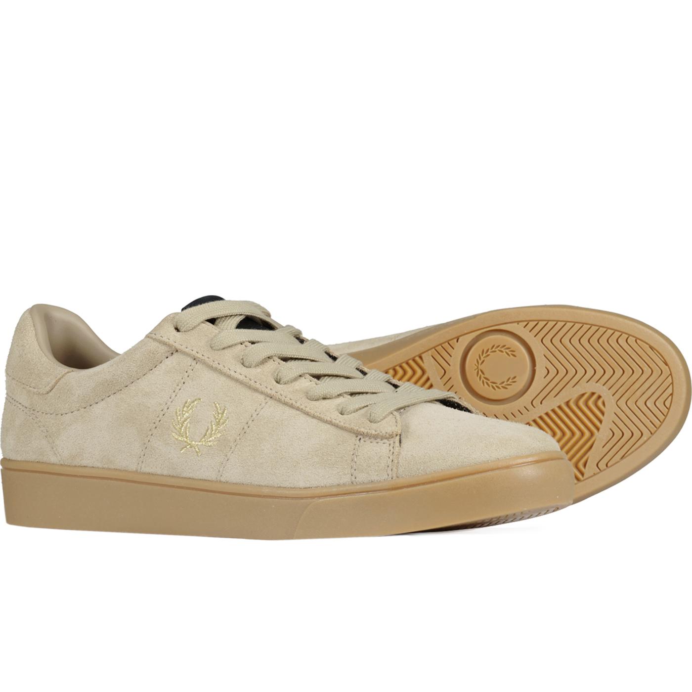 FRED PERRY Spencer Retro Suede Tennis Trainers in Stone