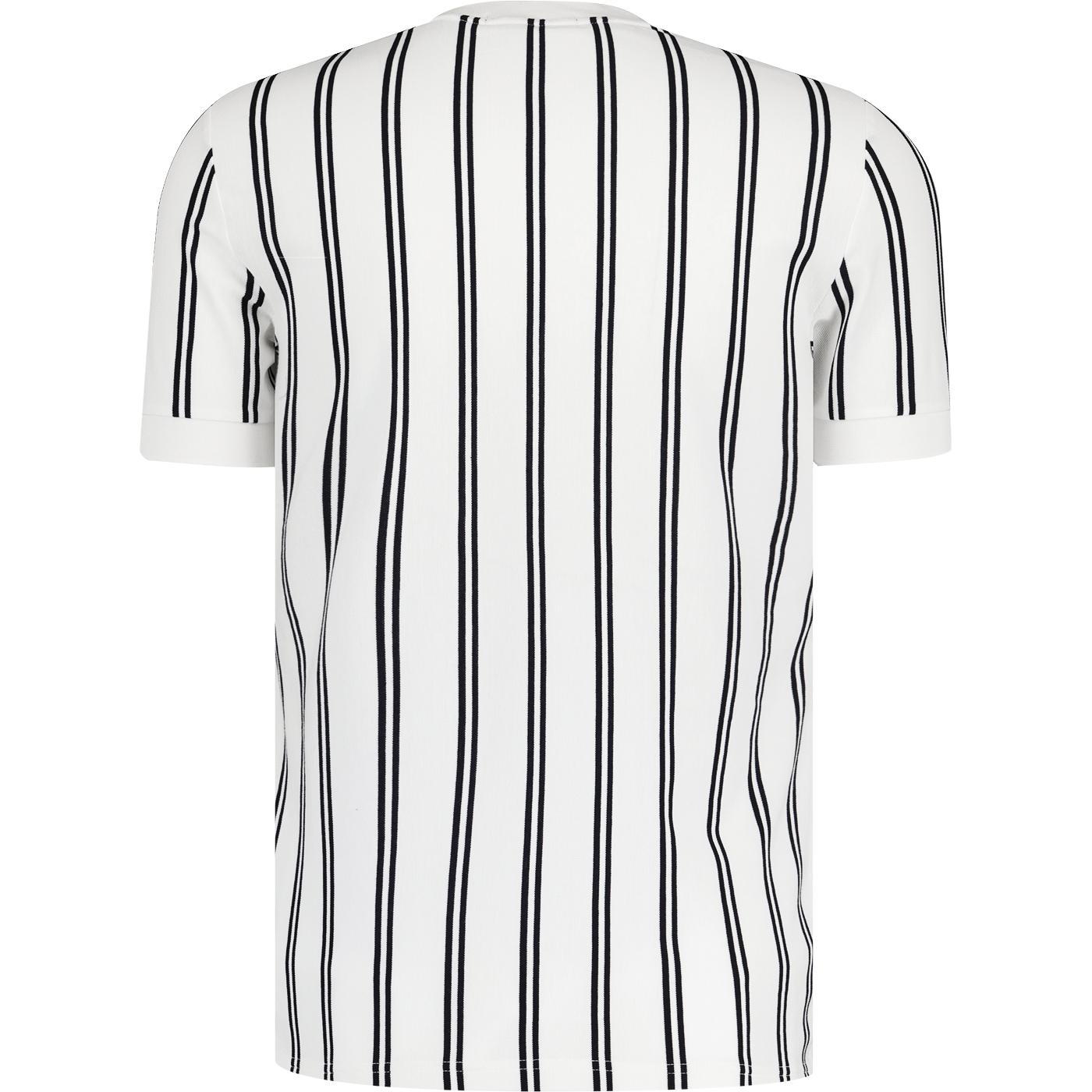 Fred Perry Fine Stripe Pique Retro Tee in Snow White