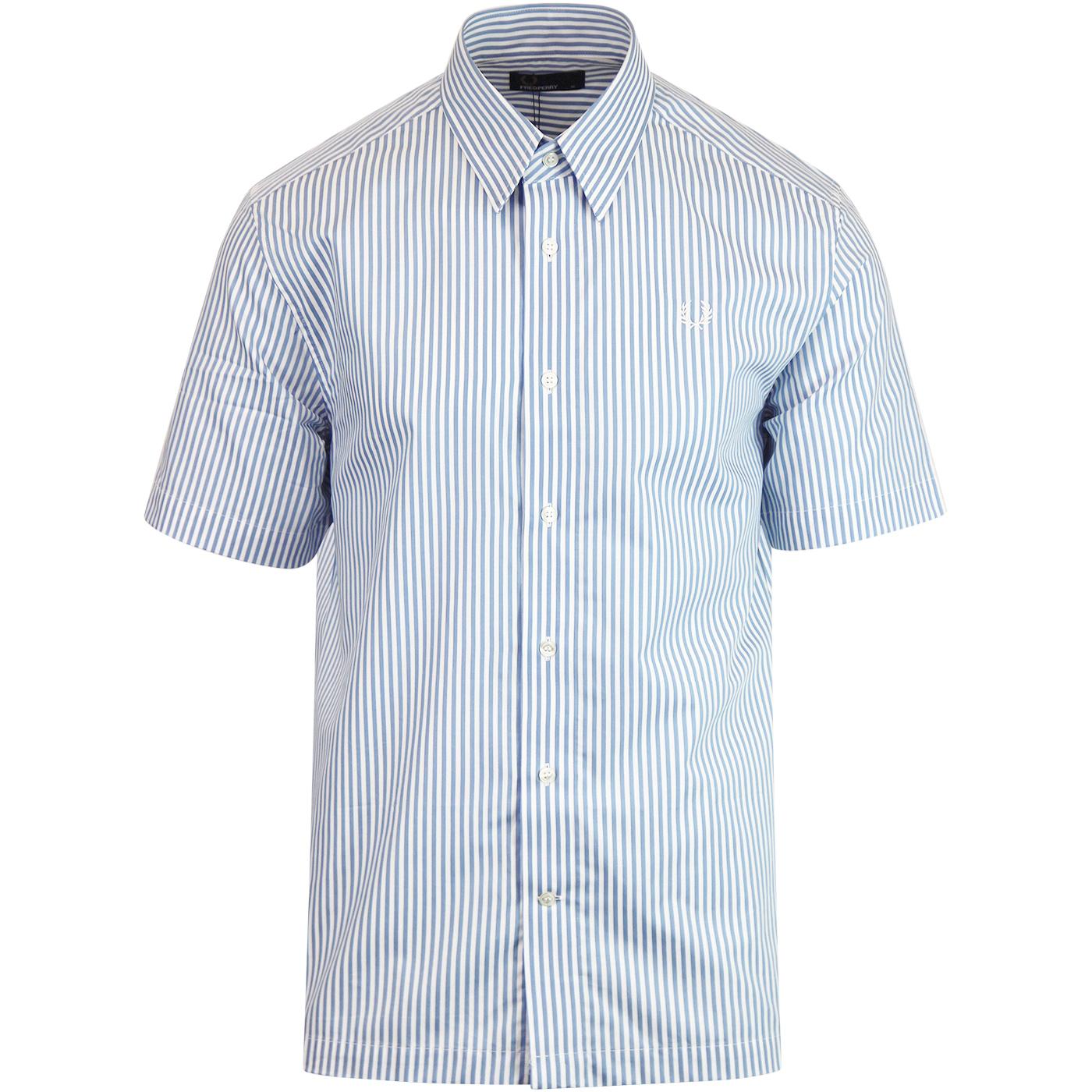 FRED PERRY S/S Vertical Stripe 60s Mod Shirt (Sky)