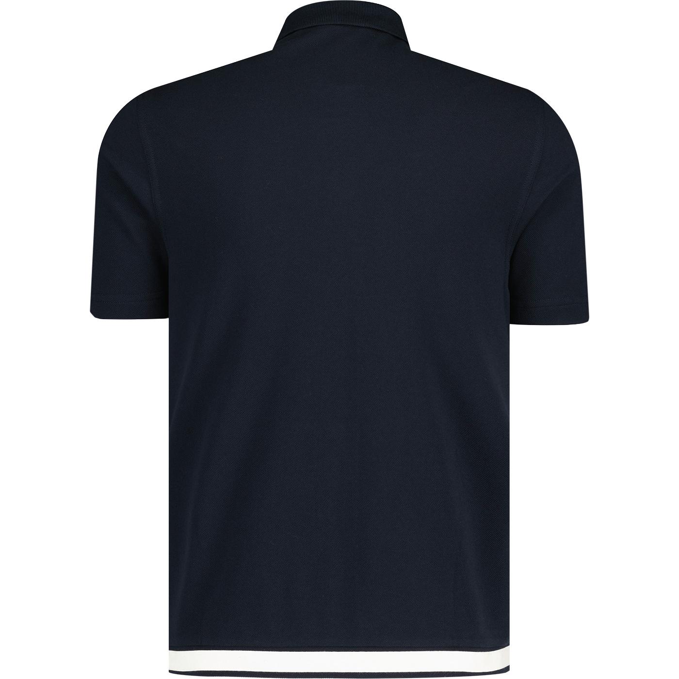 Fred Perry Retro Mod Tape Detail Polo Shirt in Navy