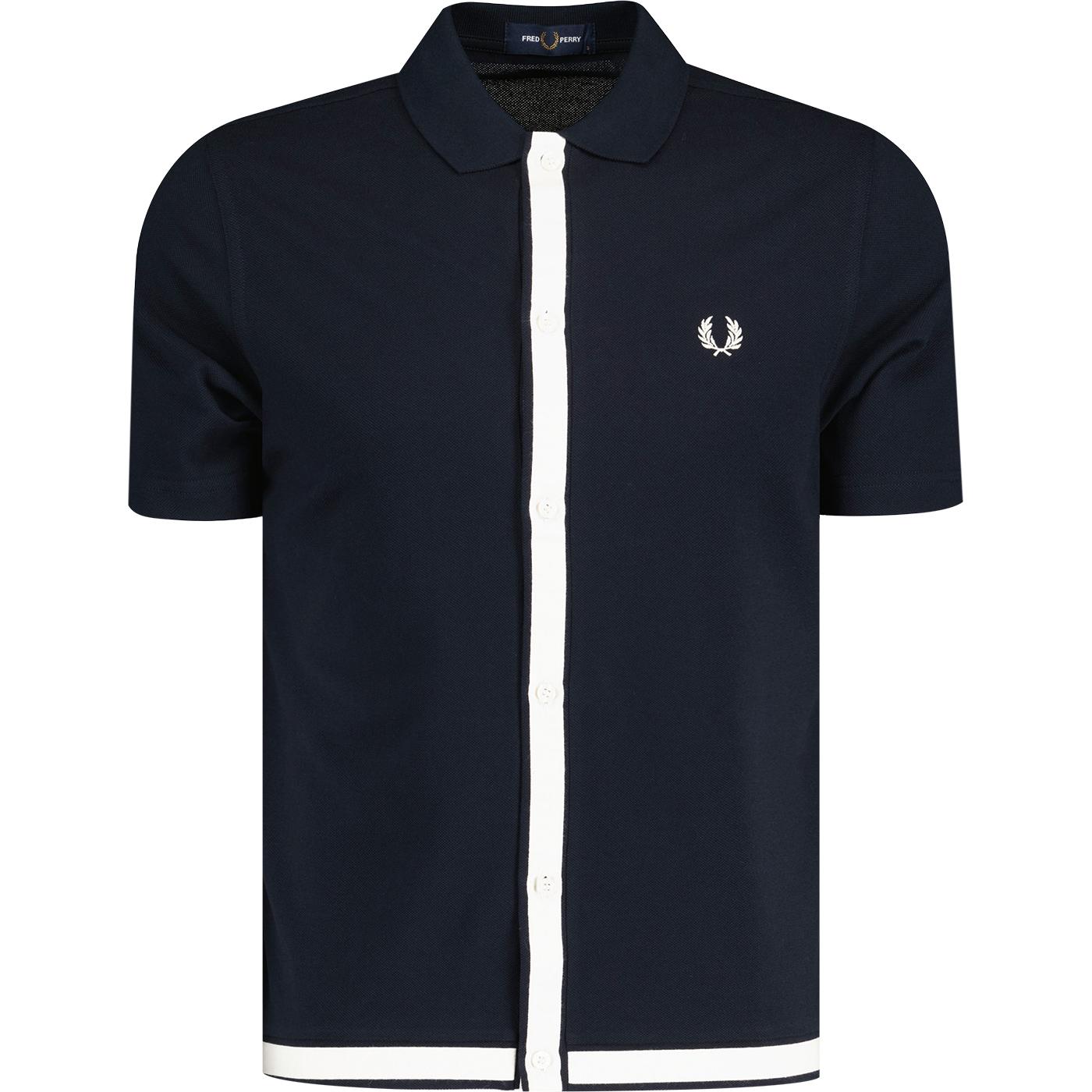 Fred Perry Retro Mod Tape Detail Polo Shirt Navy