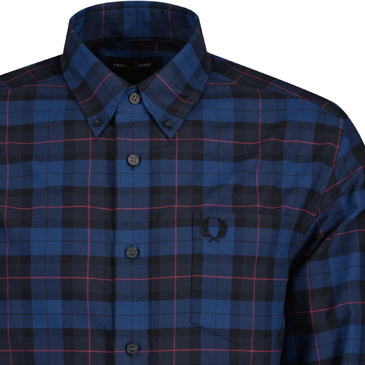 Fred Perry Retro Mod Tartan Oxford Shirt in Navy