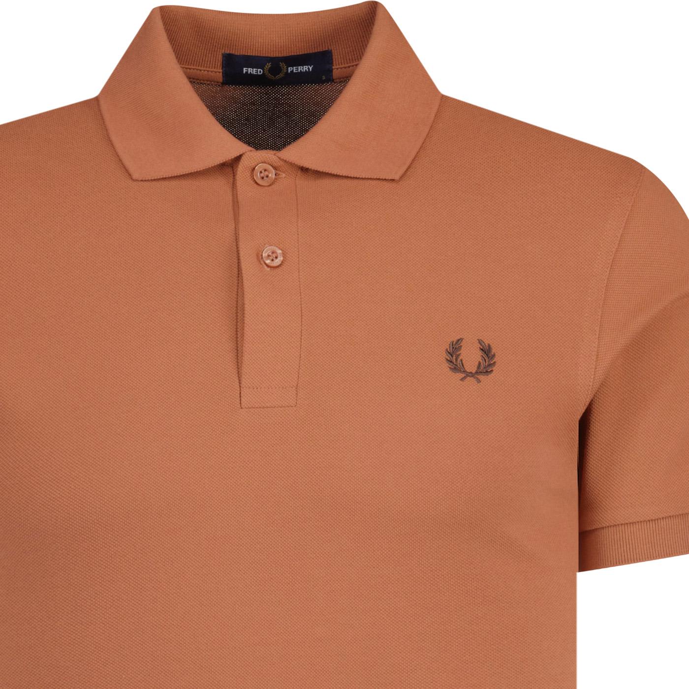 FRED PERRY M6000 Pique Polo Tennis Shirt in Cinnamon Brick