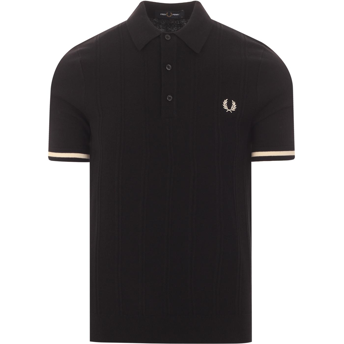 FRED PERRY Mod Tipped Texture Stripe Knitted Polo 