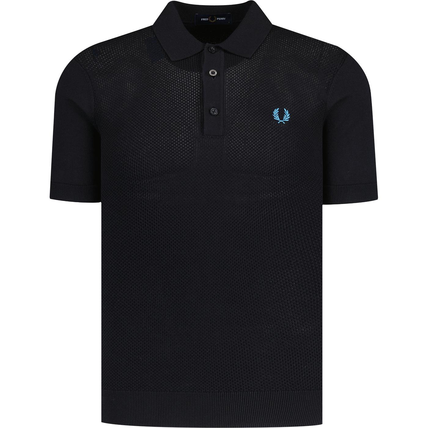 Fred Perry Texture Front Knitted Mod Polo Shirt B